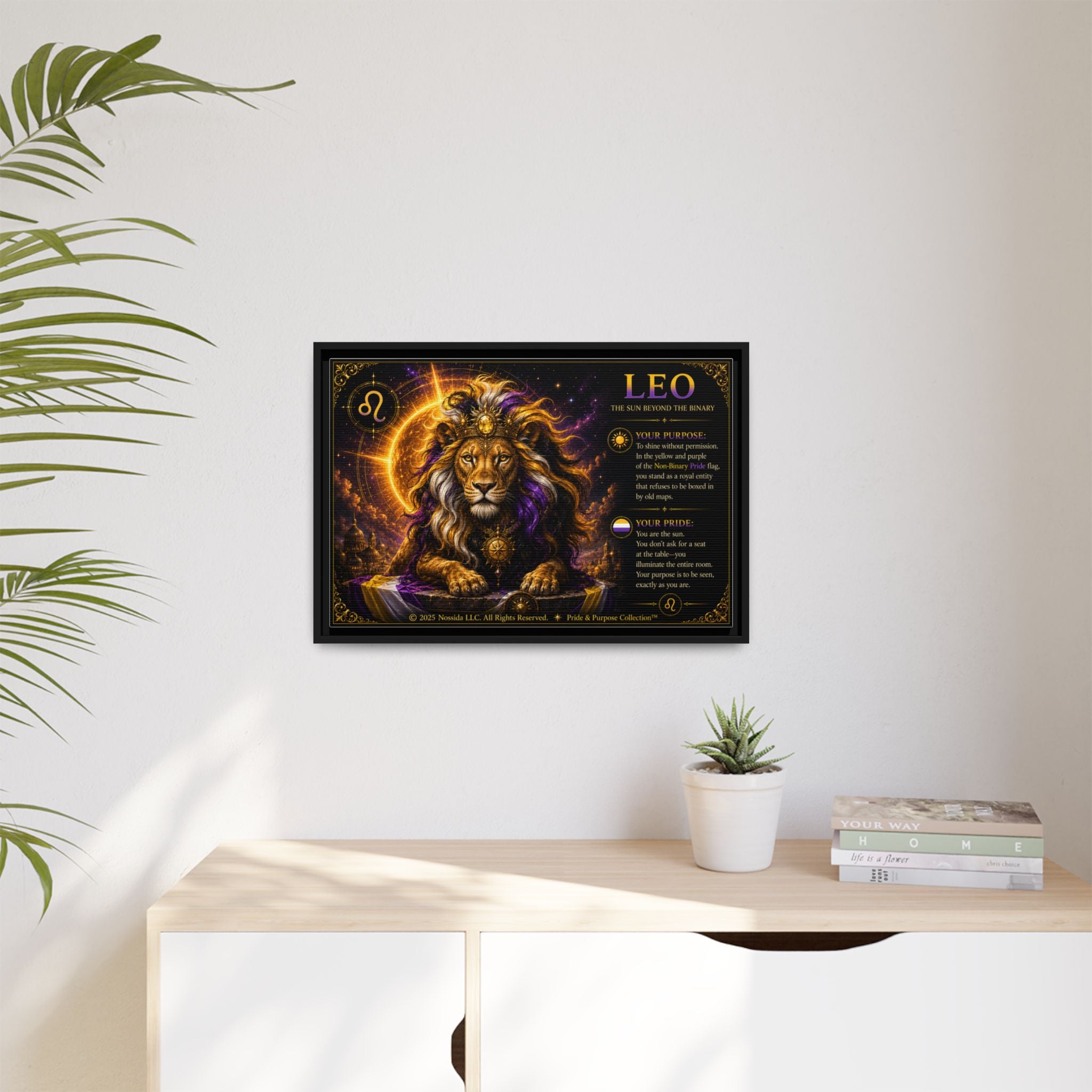 Pride of Birth™ LEO  The Sun Beyond the Binary  Framed Matte Canvas Wall Art