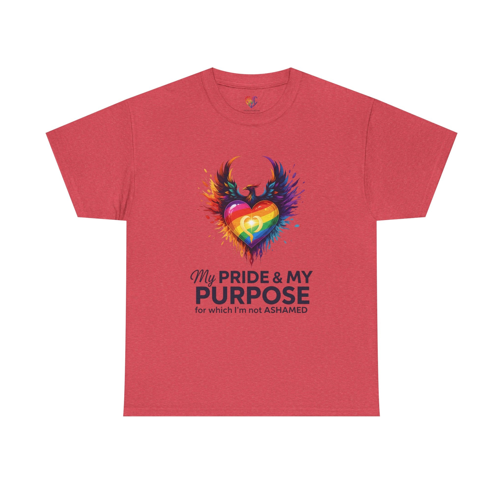 My Pride & My Purpose™ Phoenix Heart Heavy Cotton T-Shirt | LGBTQ+ Pride