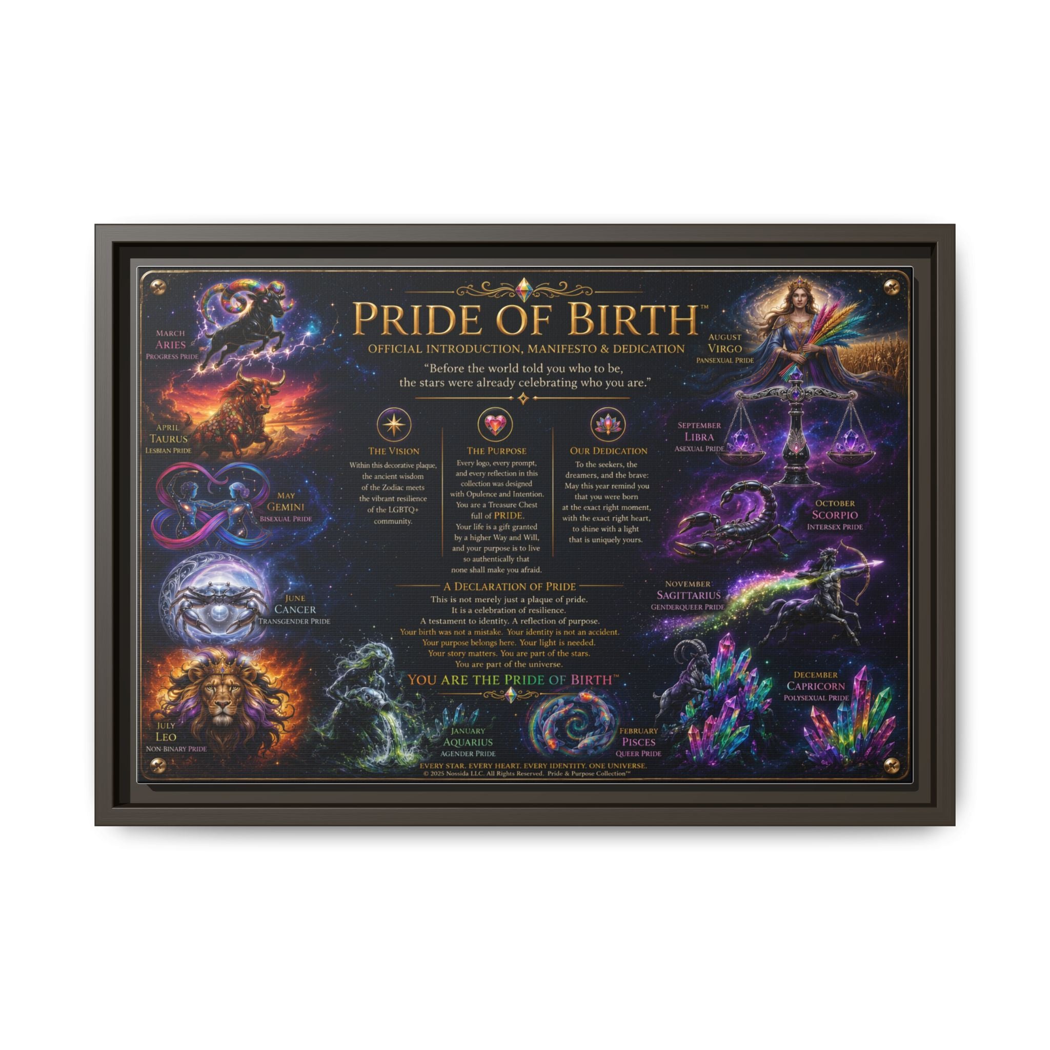 "Pride of Birth™ – Signature Legacy Canvas"™  Matte Canvas Framed Art