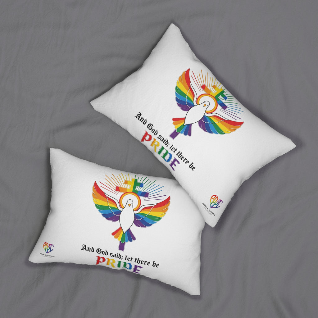 And God Said; Let There Be Pride™ Premium Lumbar Pillow | LGBTQ+ Faith Home Décor