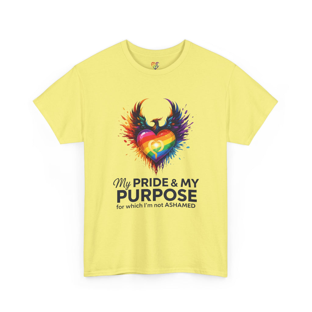 My Pride & My Purpose™ Phoenix Heart Heavy Cotton T-Shirt | LGBTQ+ Pride