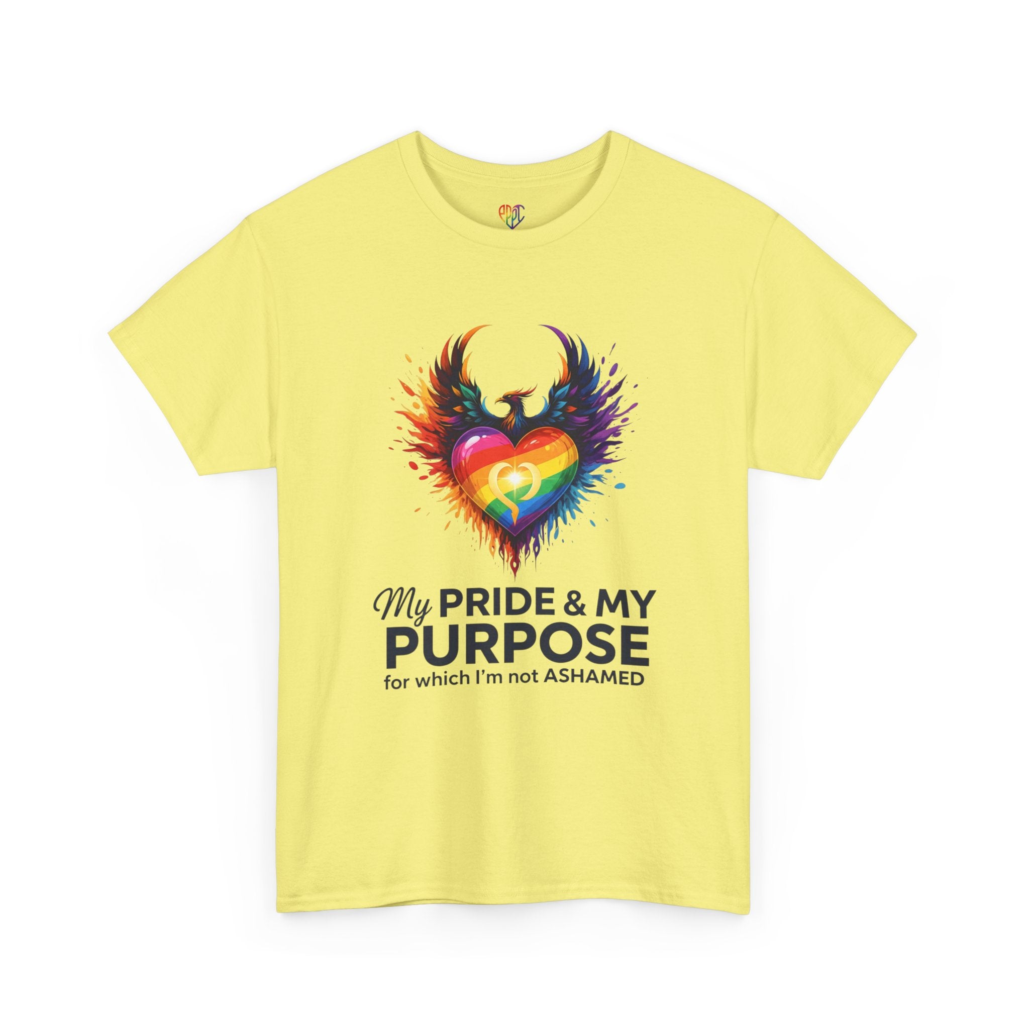 My Pride & My Purpose™ Phoenix Heart Heavy Cotton T-Shirt | LGBTQ+ Pride