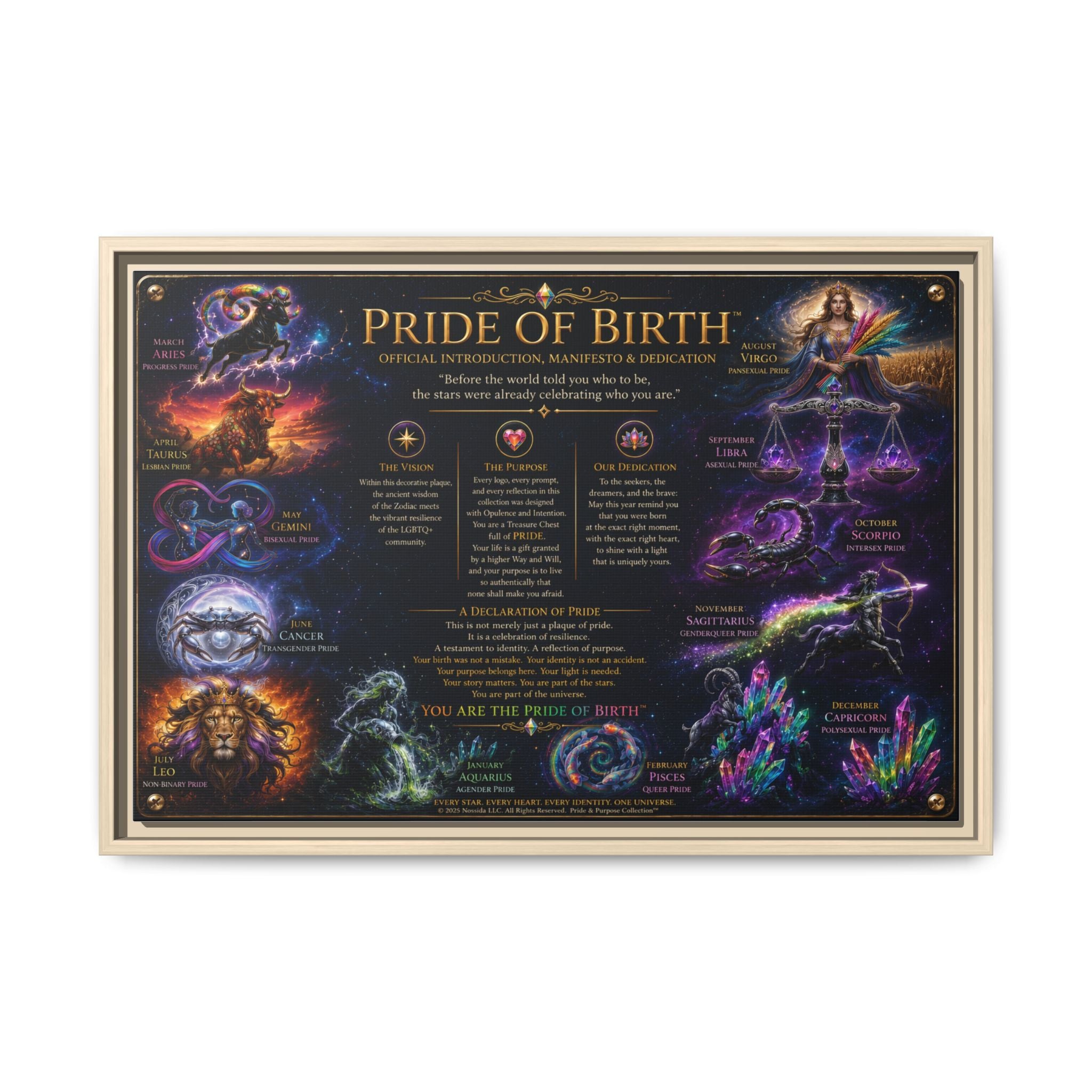 "Pride of Birth™ – Signature Legacy Canvas"™  Matte Canvas Framed Art