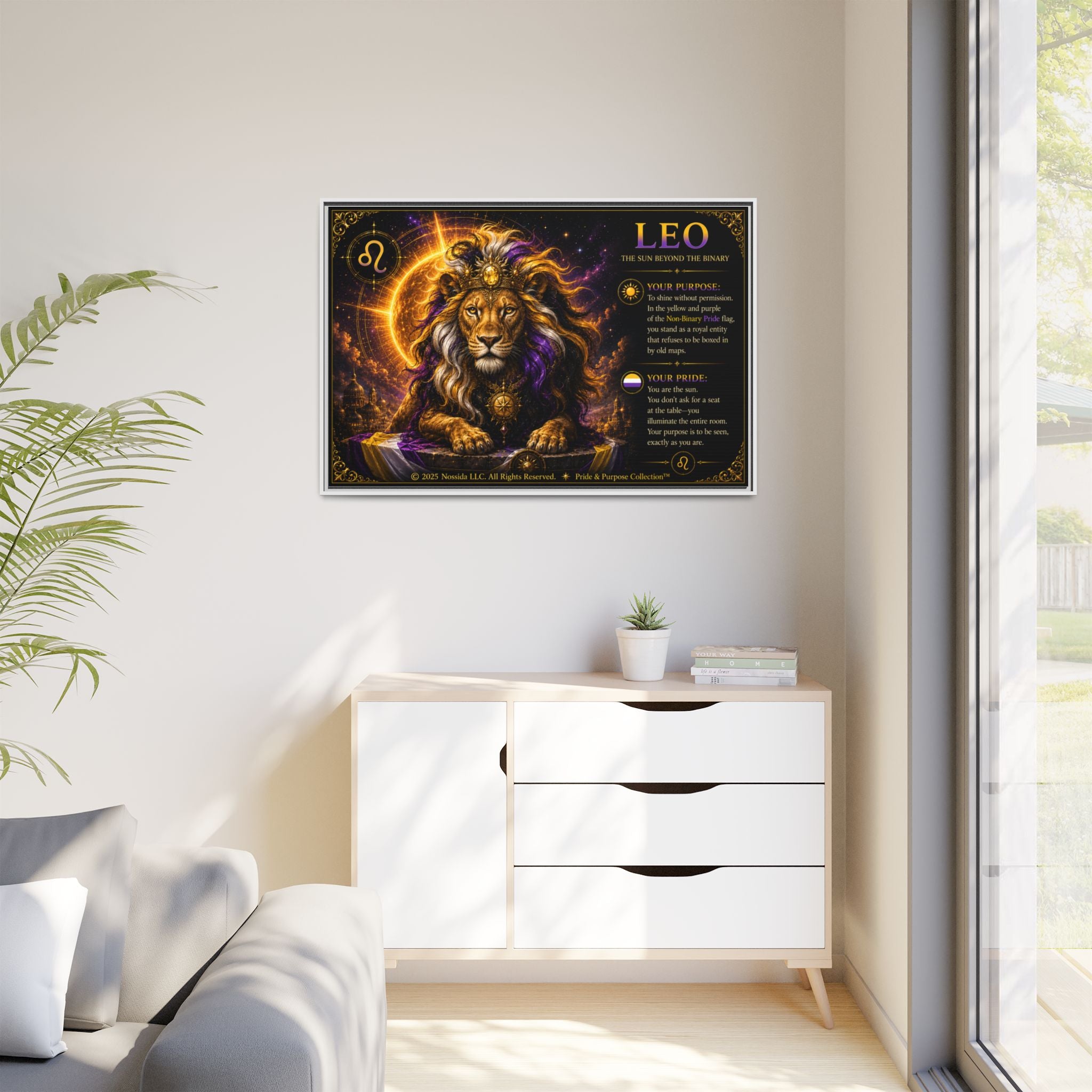 Pride of Birth™ LEO  The Sun Beyond the Binary  Framed Matte Canvas Wall Art