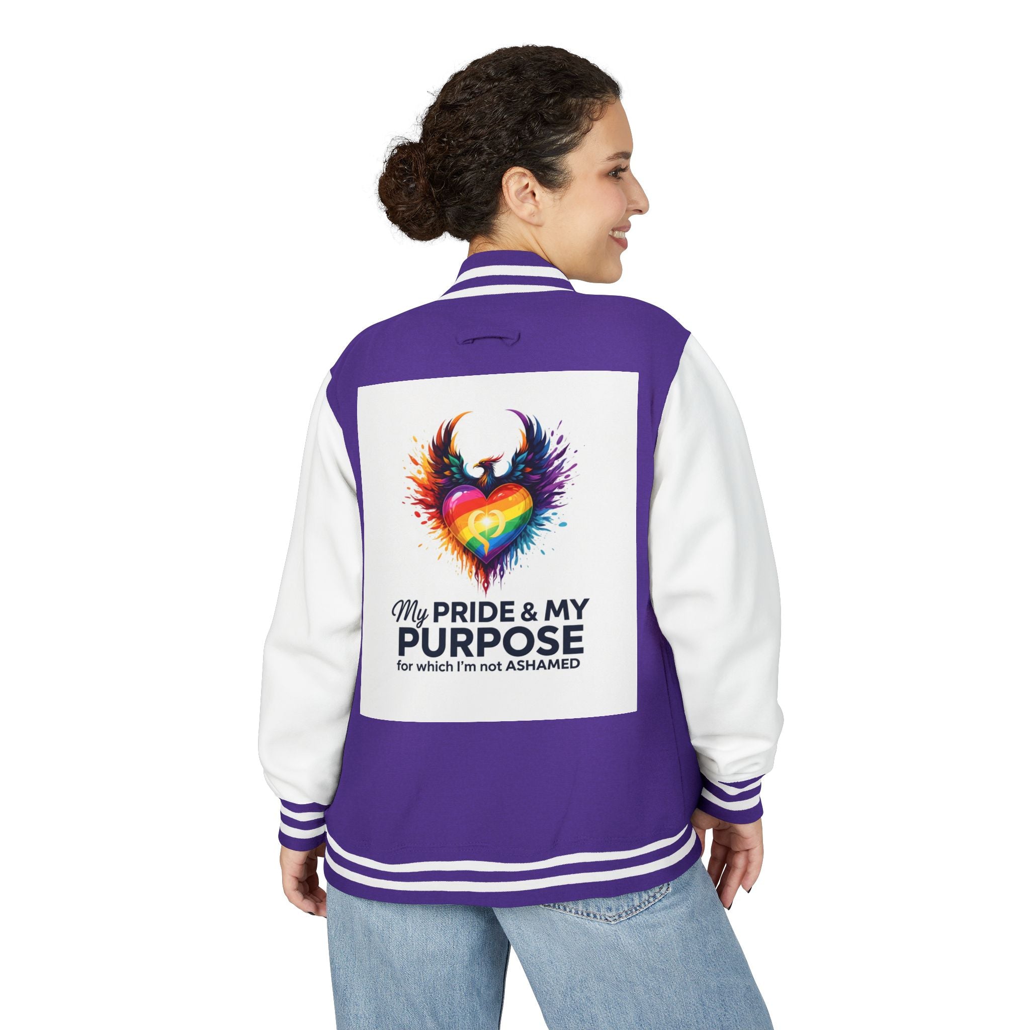 My Pride & My Purpose™ Premium Varsity Jacket | LGBTQ+ Pride Apparel