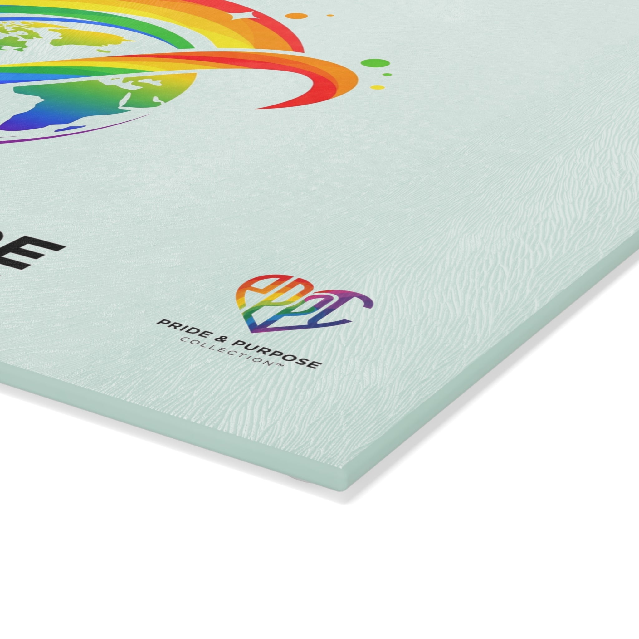 Celebrating Worldwide Pride & Universal Purpose™ Glass Cutting Board | Pride Affirmation