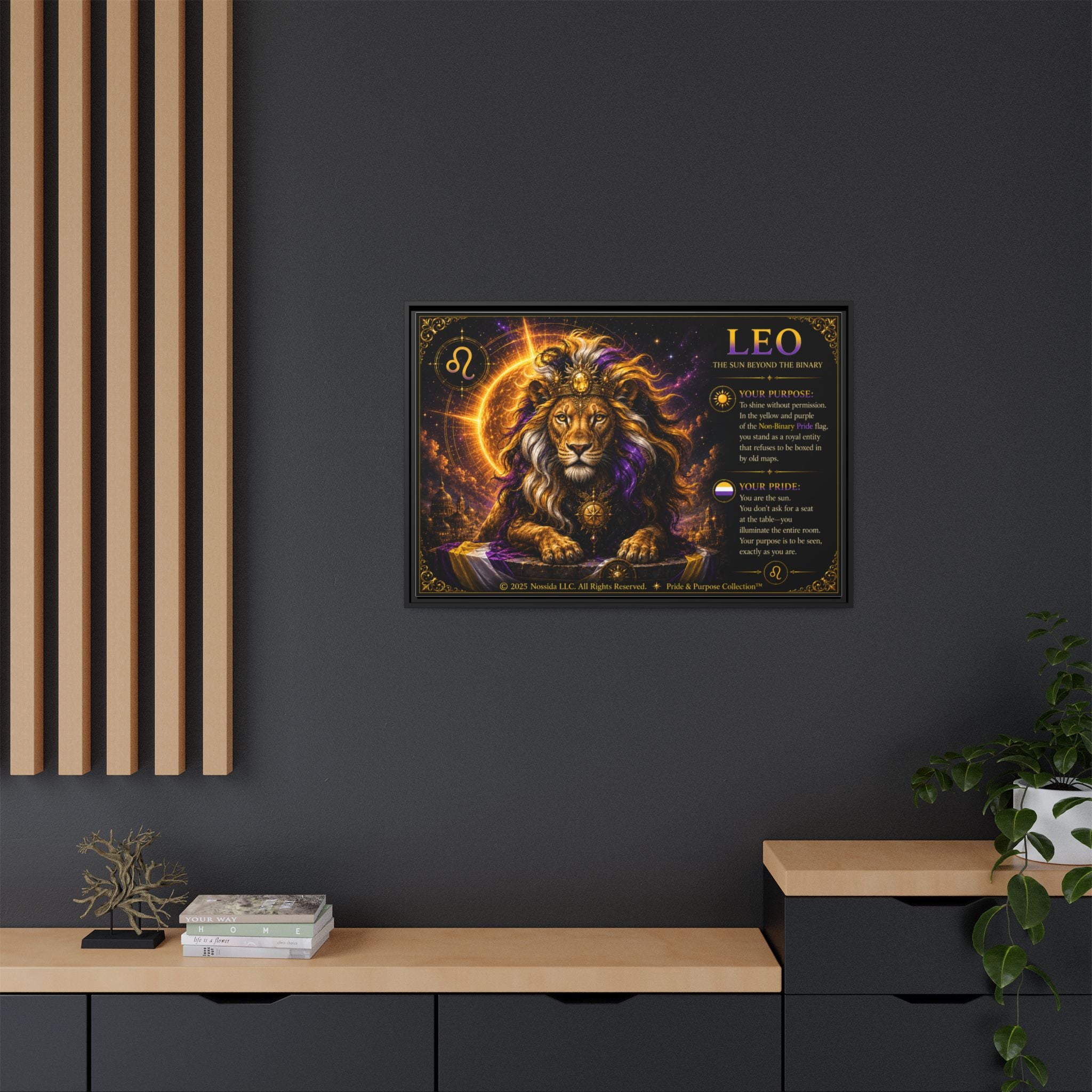 Pride of Birth™ LEO  The Sun Beyond the Binary  Framed Matte Canvas Wall Art