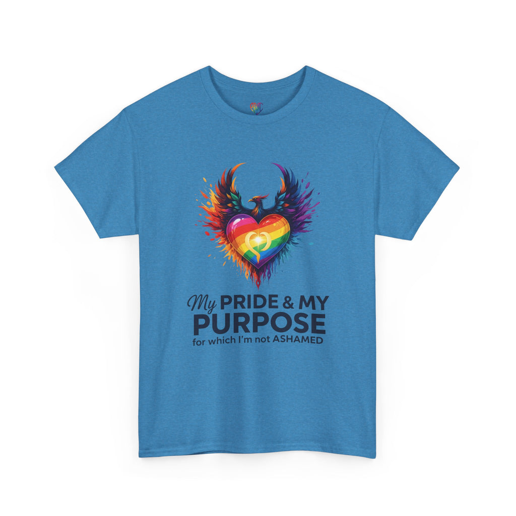 My Pride & My Purpose™ Phoenix Heart Heavy Cotton T-Shirt | LGBTQ+ Pride
