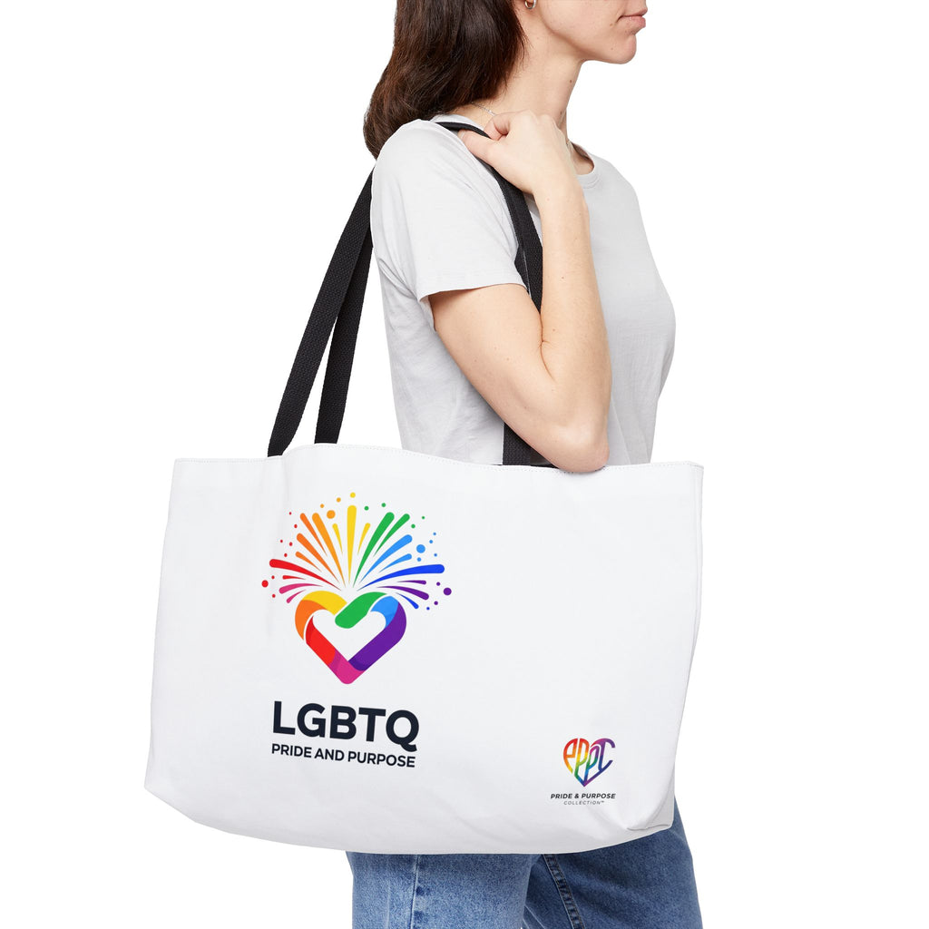 LGBTQ+ Pride & Purpose Fireworks Heart Premium Oversized Tote Bag