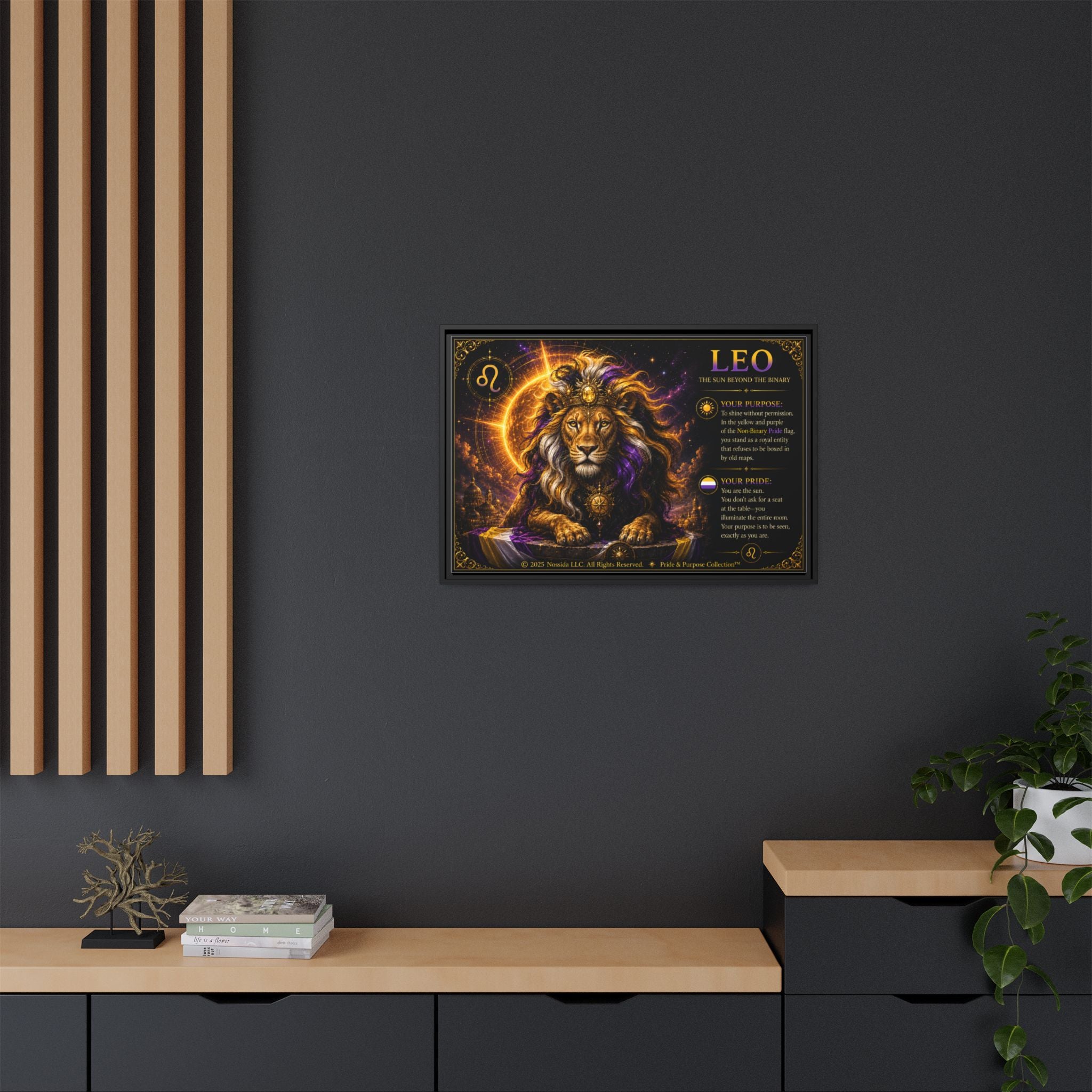 Pride of Birth™ LEO  The Sun Beyond the Binary  Framed Matte Canvas Wall Art