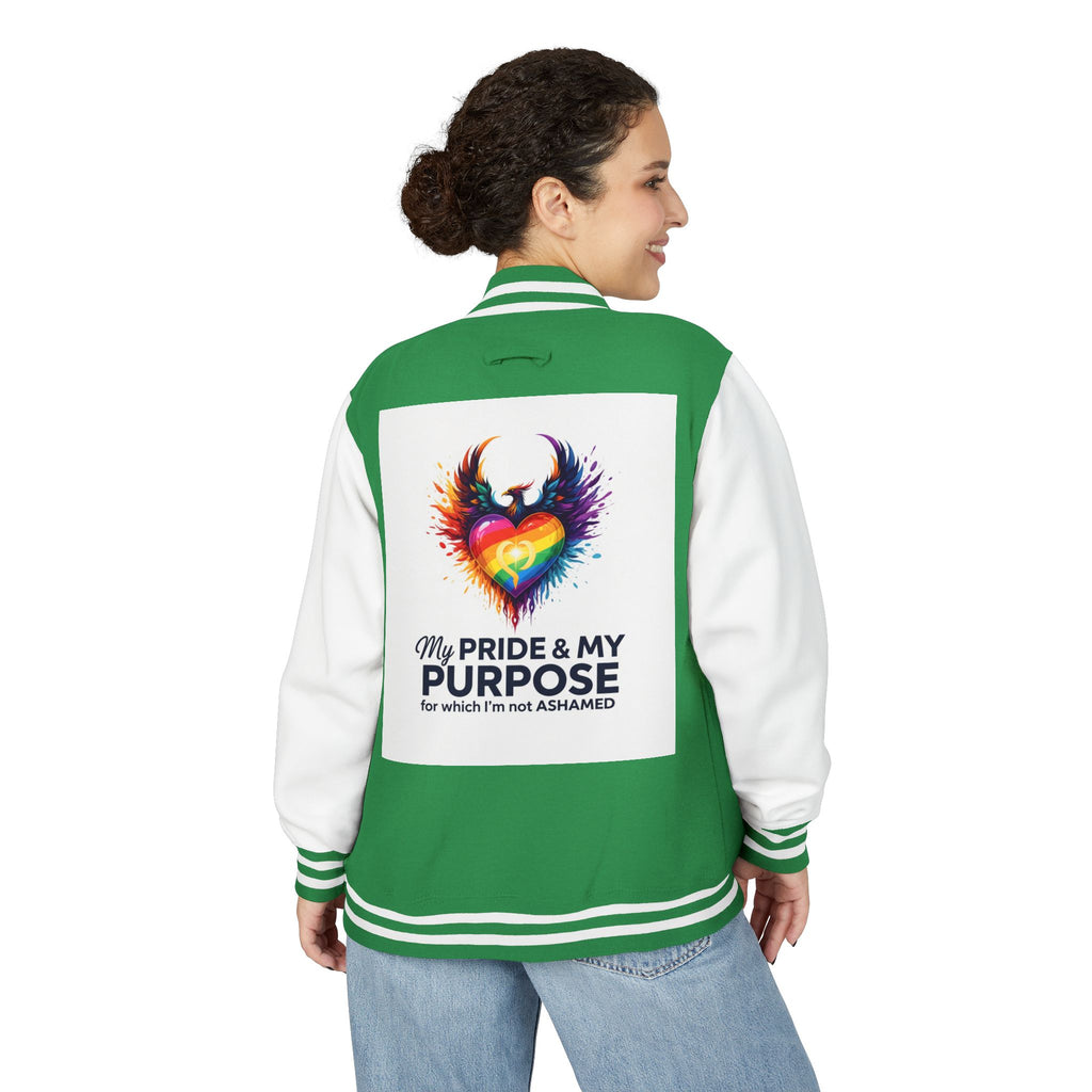 My Pride & My Purpose™ Premium Varsity Jacket | LGBTQ+ Pride Apparel