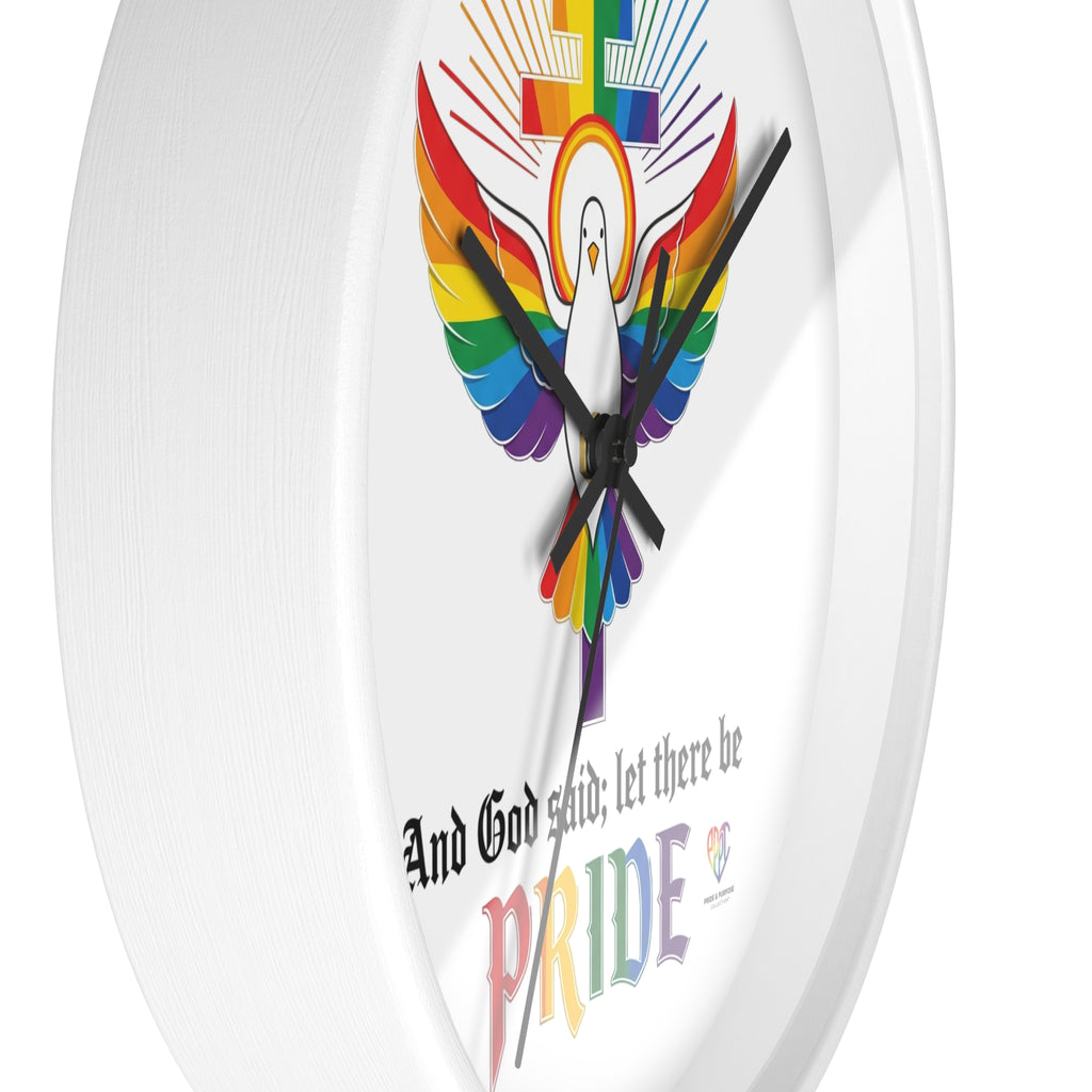 And God Said; Let There Be Pride™ Rainbow Dove Christian Pride Wall Clock