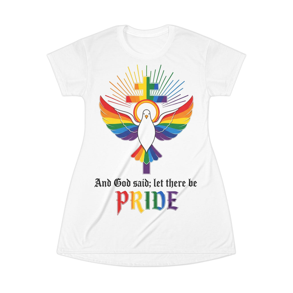 And God Said; Let There Be Pride™ Premium T-Shirt Dress | LGBTQ+ Faith Apparel
