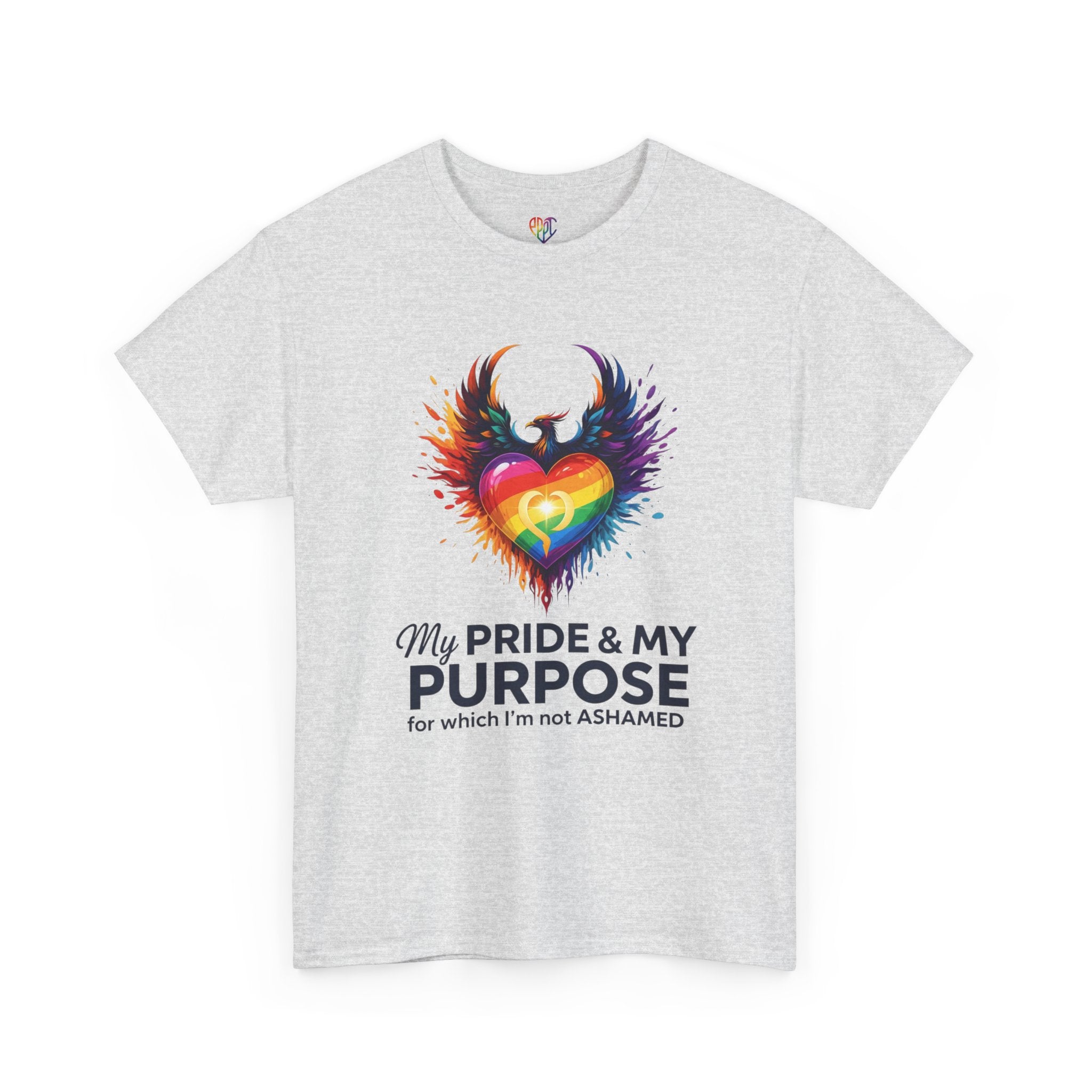 My Pride & My Purpose™ Phoenix Heart Heavy Cotton T-Shirt | LGBTQ+ Pride