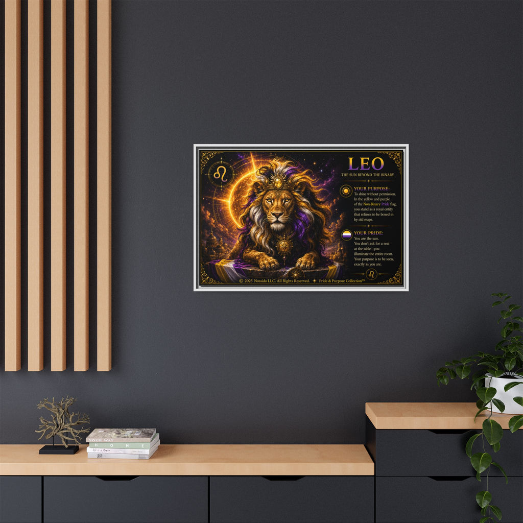 Pride of Birth™ LEO  The Sun Beyond the Binary  Framed Matte Canvas Wall Art