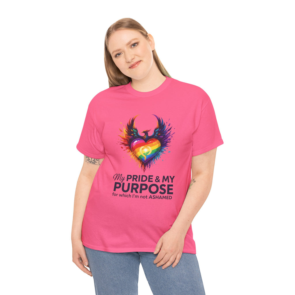 My Pride & My Purpose™ Phoenix Heart Heavy Cotton T-Shirt | LGBTQ+ Pride