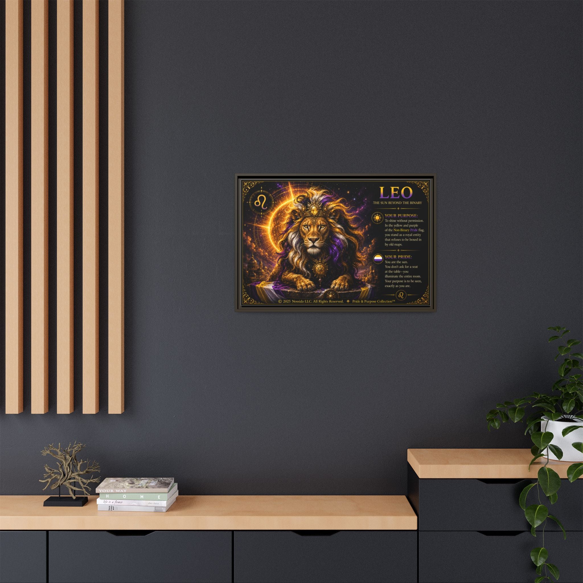 Pride of Birth™ LEO  The Sun Beyond the Binary  Framed Matte Canvas Wall Art