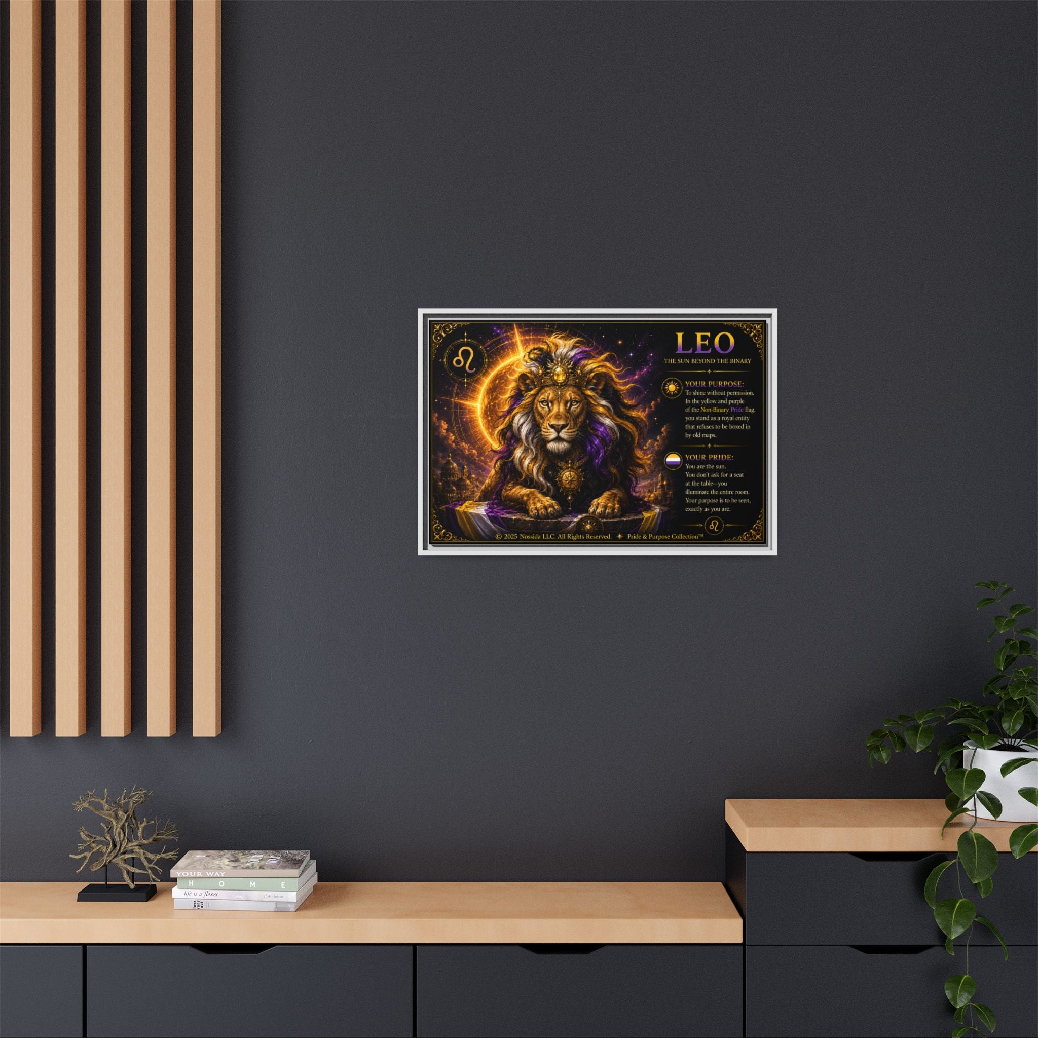Pride of Birth™ LEO  The Sun Beyond the Binary  Framed Matte Canvas Wall Art