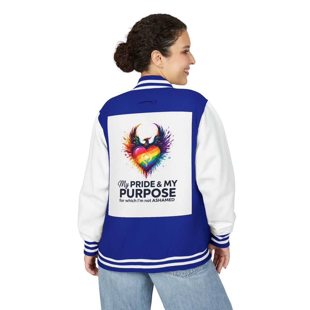 My Pride & My Purpose™ Premium Varsity Jacket | LGBTQ+ Pride Apparel