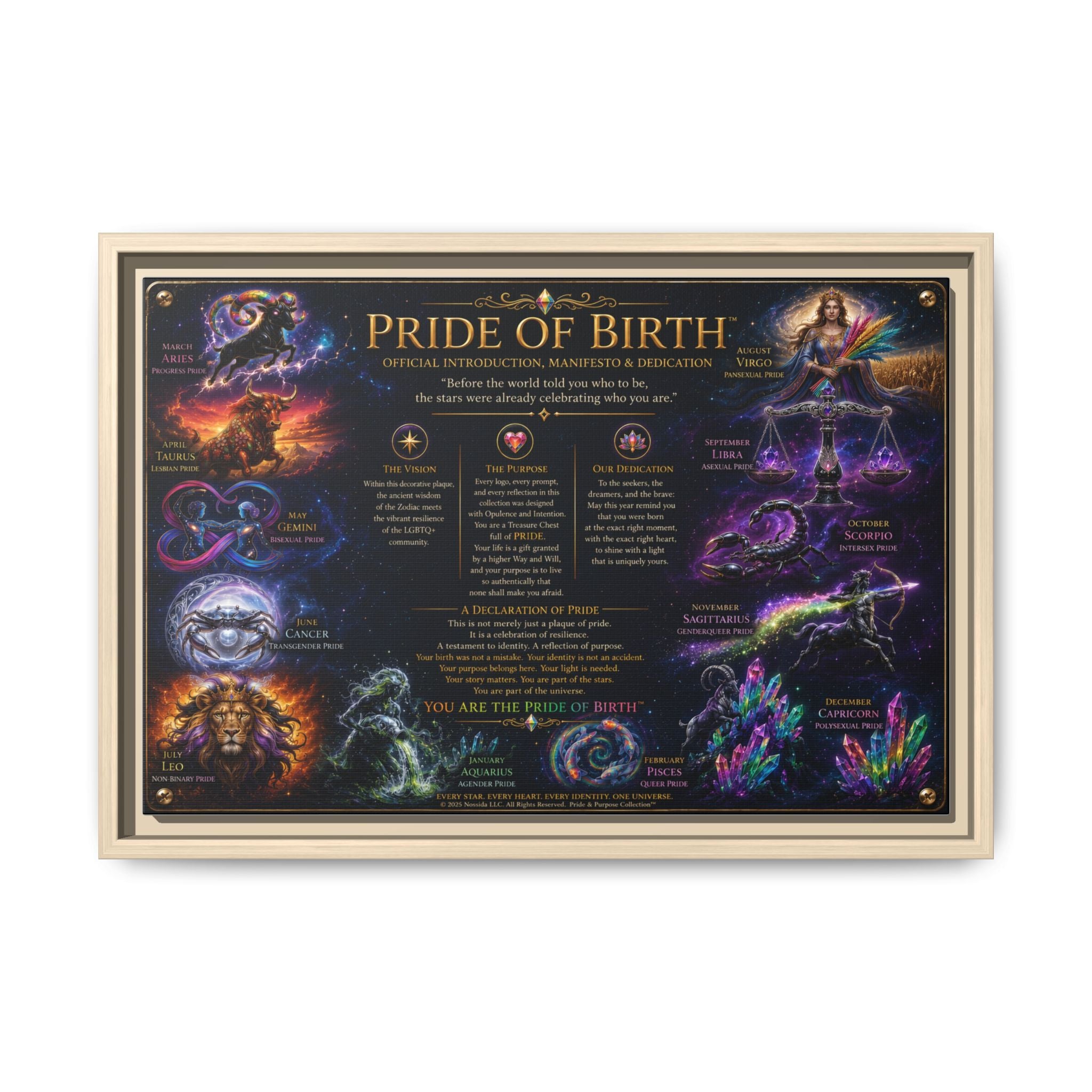 "Pride of Birth™ – Signature Legacy Canvas"™  Matte Canvas Framed Art