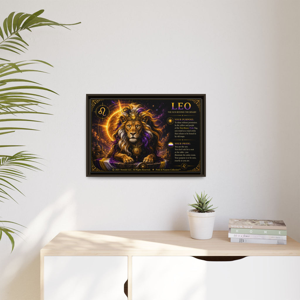 Pride of Birth™ LEO  The Sun Beyond the Binary  Framed Matte Canvas Wall Art