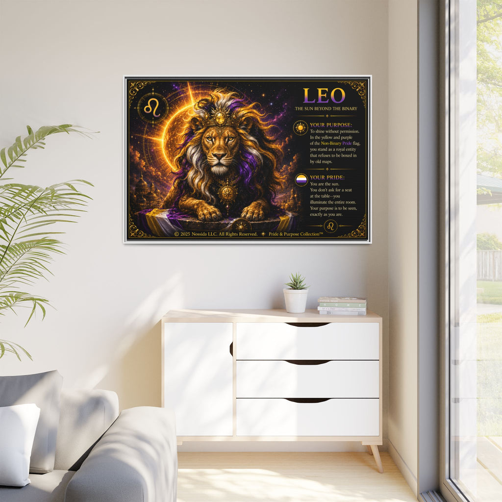 Pride of Birth™ LEO  The Sun Beyond the Binary  Framed Matte Canvas Wall Art