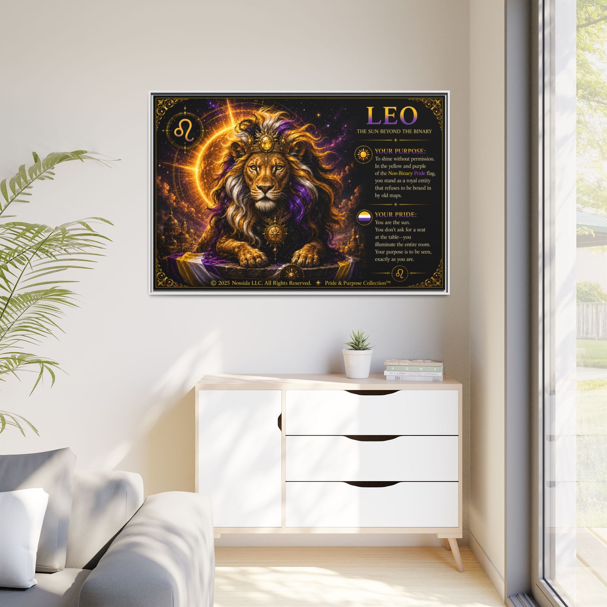 Pride of Birth™ LEO  The Sun Beyond the Binary  Framed Matte Canvas Wall Art