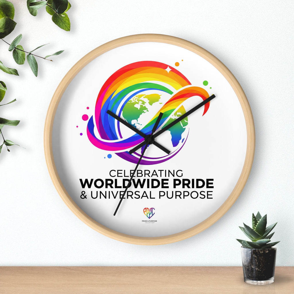 Worldwide Pride™ Rainbow Globe Inspirational Wall Clock | Pride Affirmation
