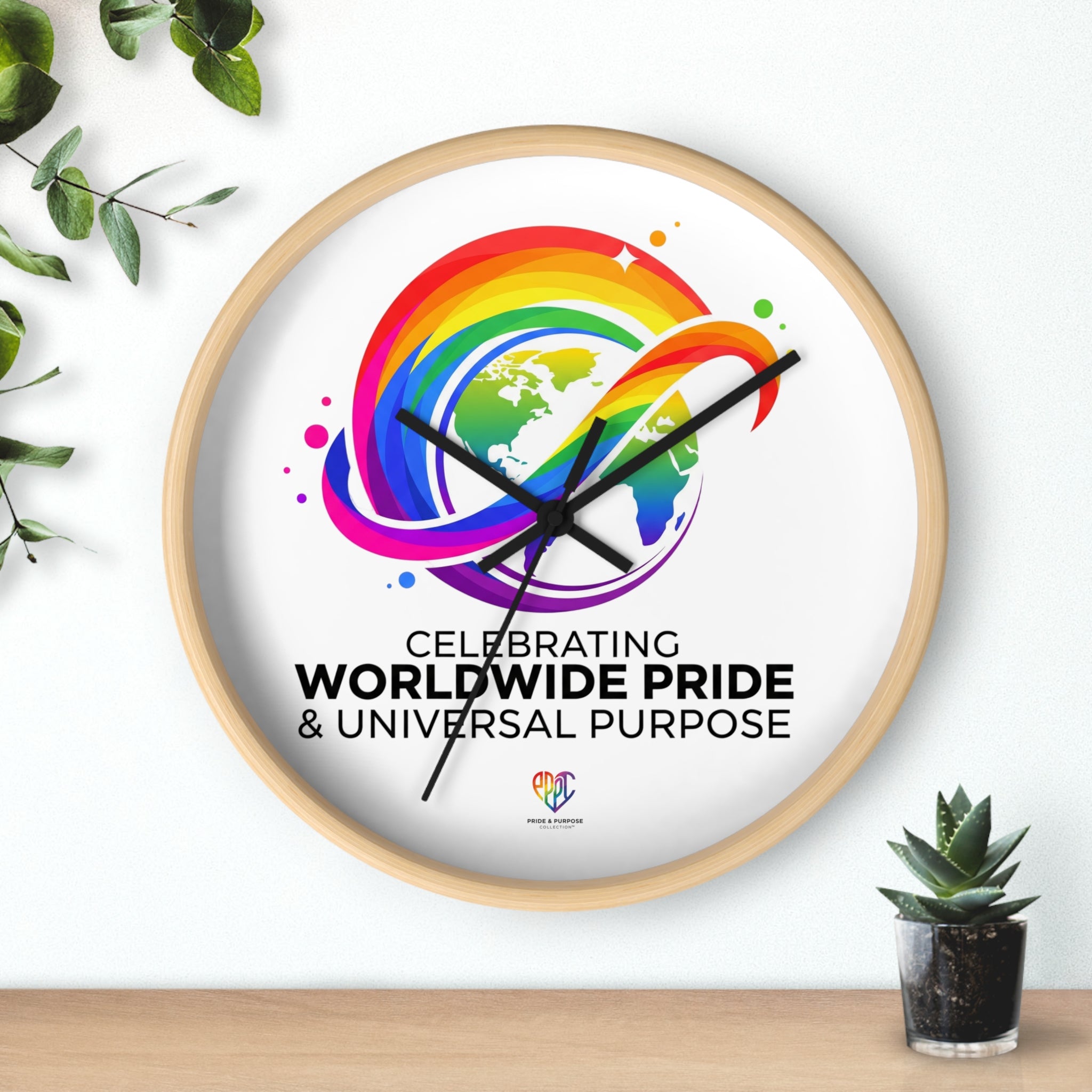 Worldwide Pride™ Rainbow Globe Inspirational Wall Clock | Pride Affirmation