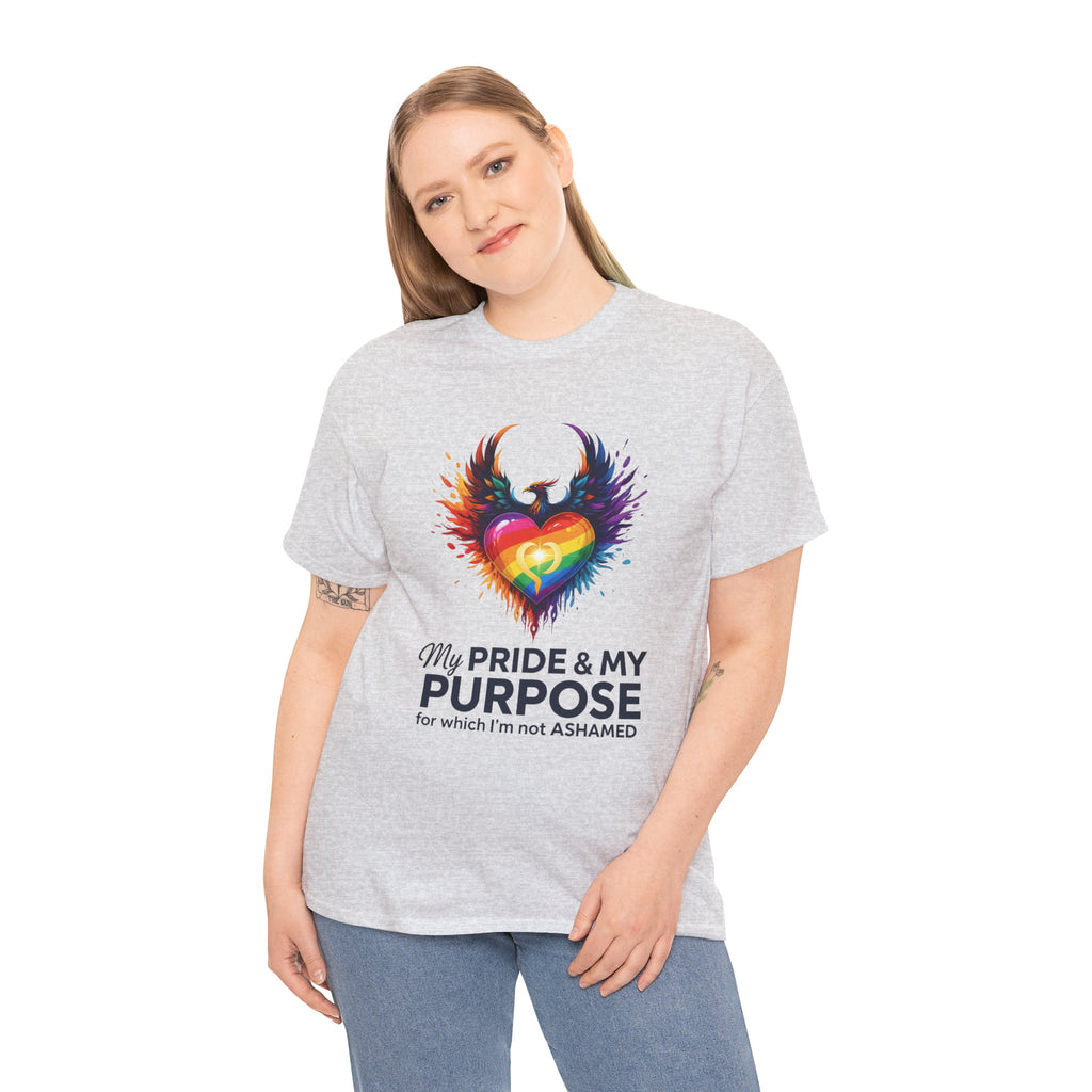 My Pride & My Purpose™ Phoenix Heart Heavy Cotton T-Shirt | LGBTQ+ Pride