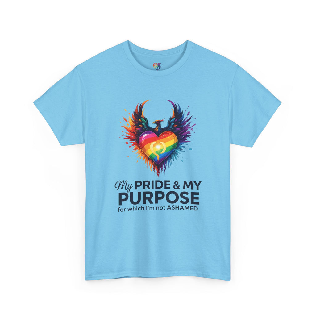 My Pride & My Purpose™ Phoenix Heart Heavy Cotton T-Shirt | LGBTQ+ Pride