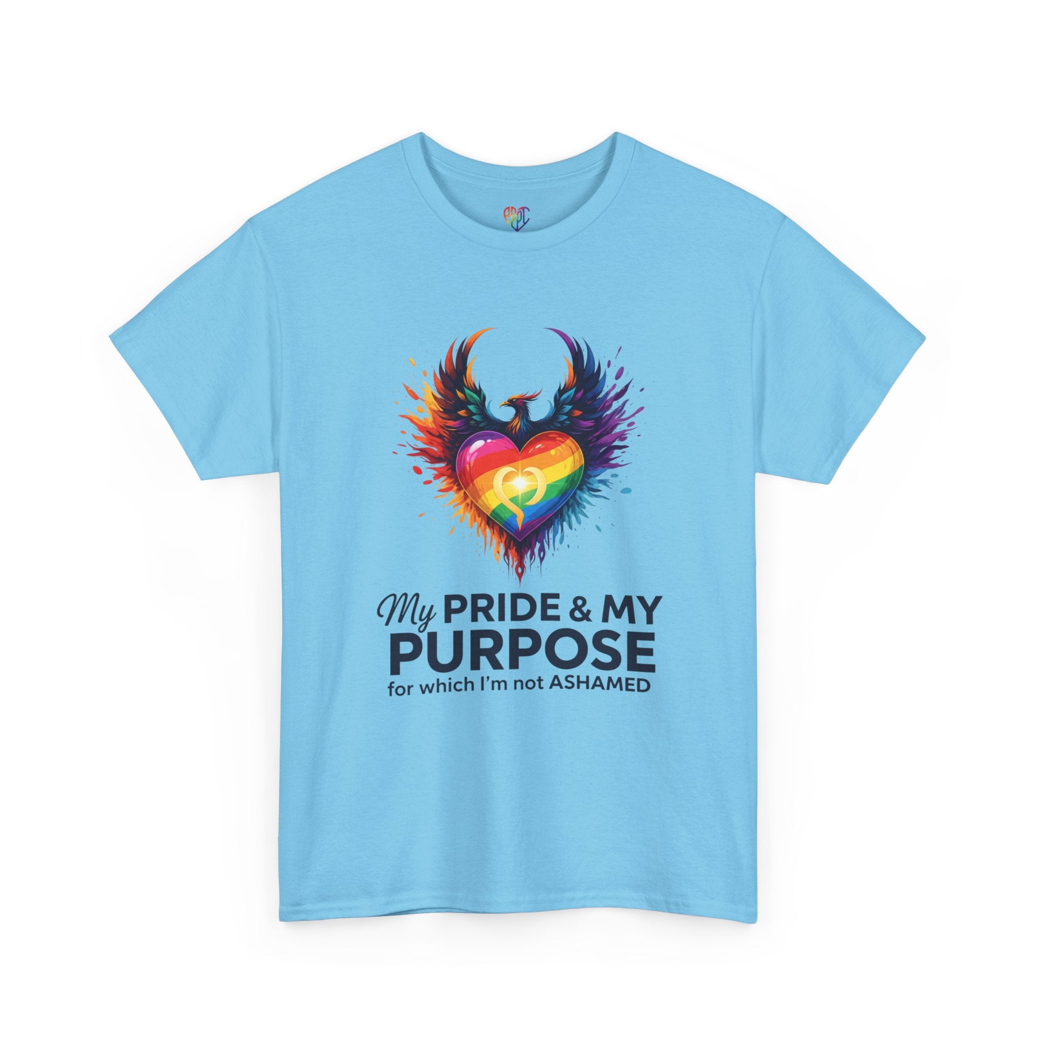 My Pride & My Purpose™ Phoenix Heart Heavy Cotton T-Shirt | LGBTQ+ Pride