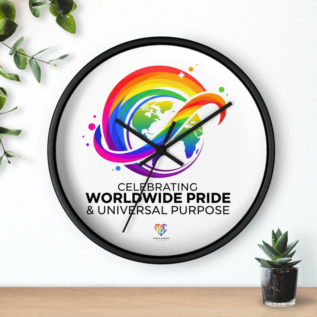 Worldwide Pride™ Rainbow Globe Inspirational Wall Clock | Pride Affirmation