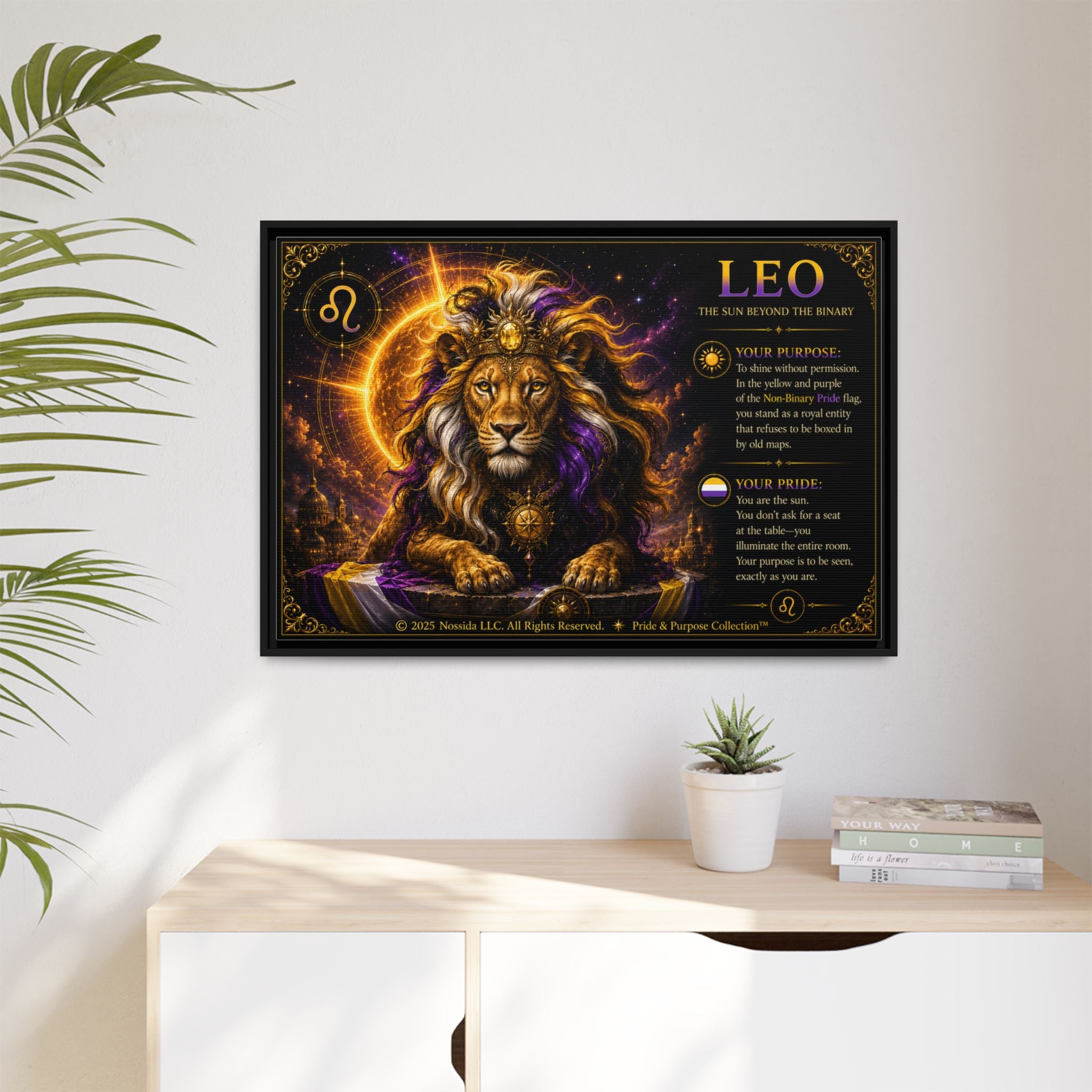 Pride of Birth™ LEO  The Sun Beyond the Binary  Framed Matte Canvas Wall Art