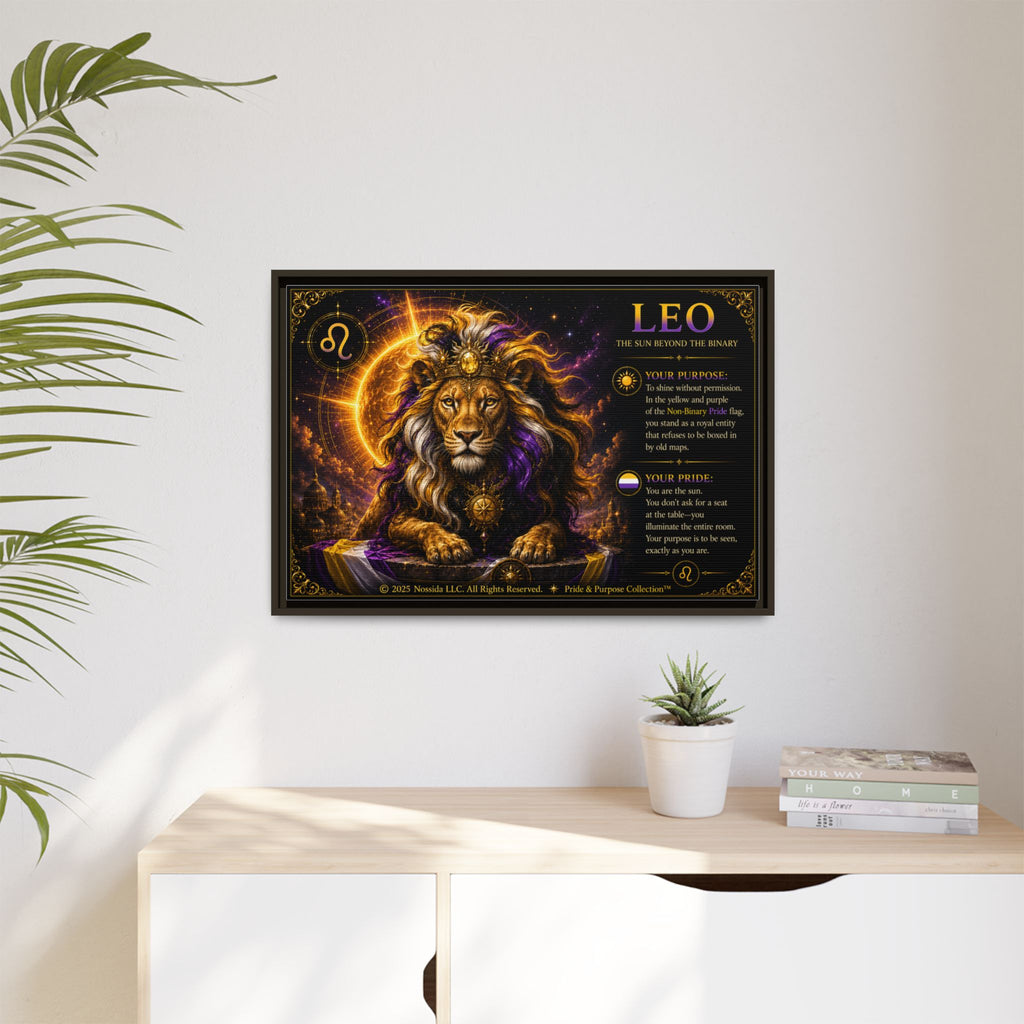 Pride of Birth™ LEO  The Sun Beyond the Binary  Framed Matte Canvas Wall Art