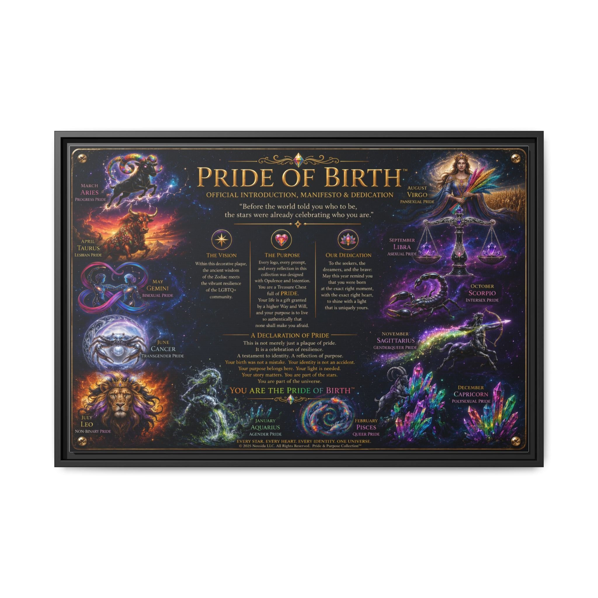 "Pride of Birth™ – Signature Legacy Canvas"™  Matte Canvas Framed Art