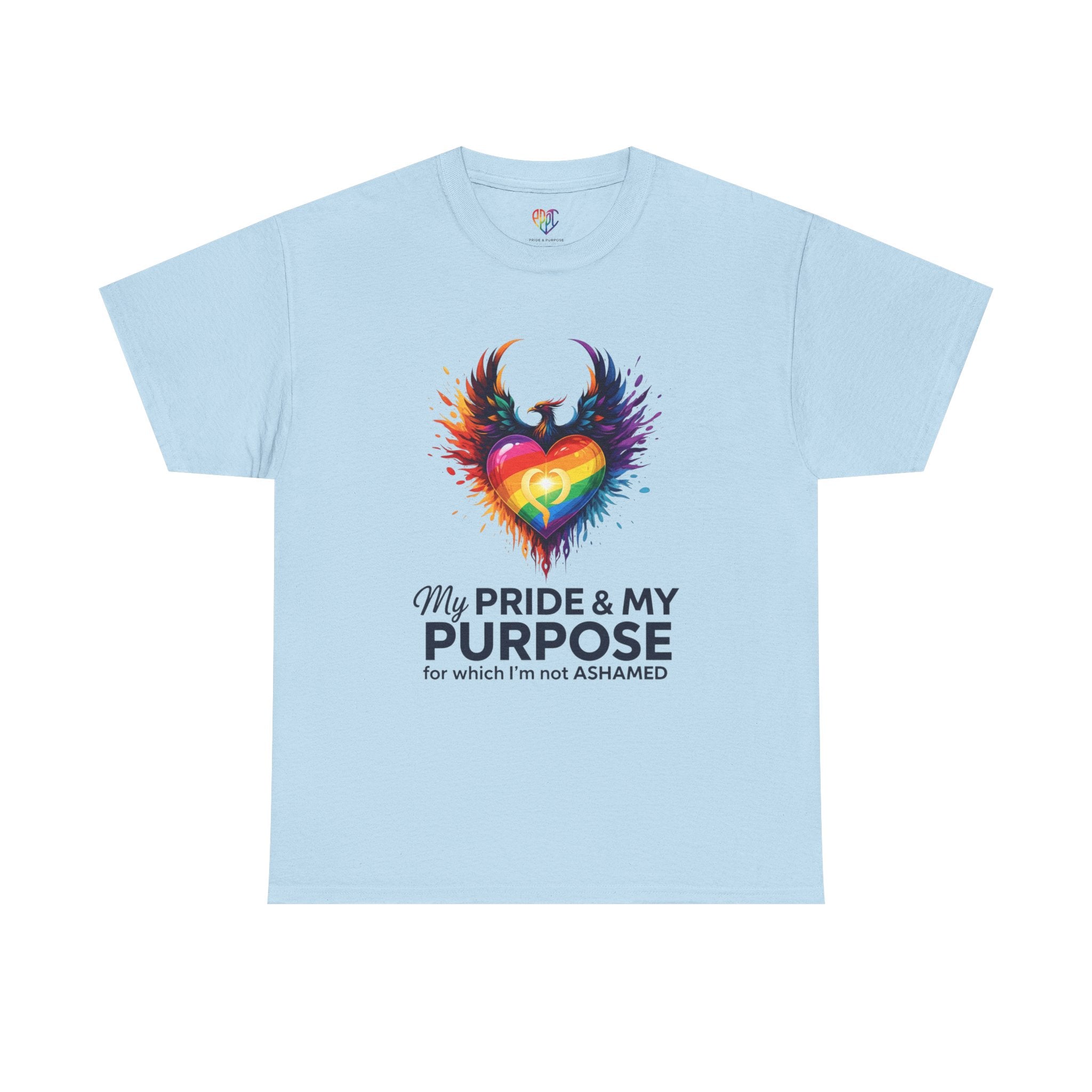 My Pride & My Purpose™ Phoenix Heart Heavy Cotton T-Shirt | LGBTQ+ Pride