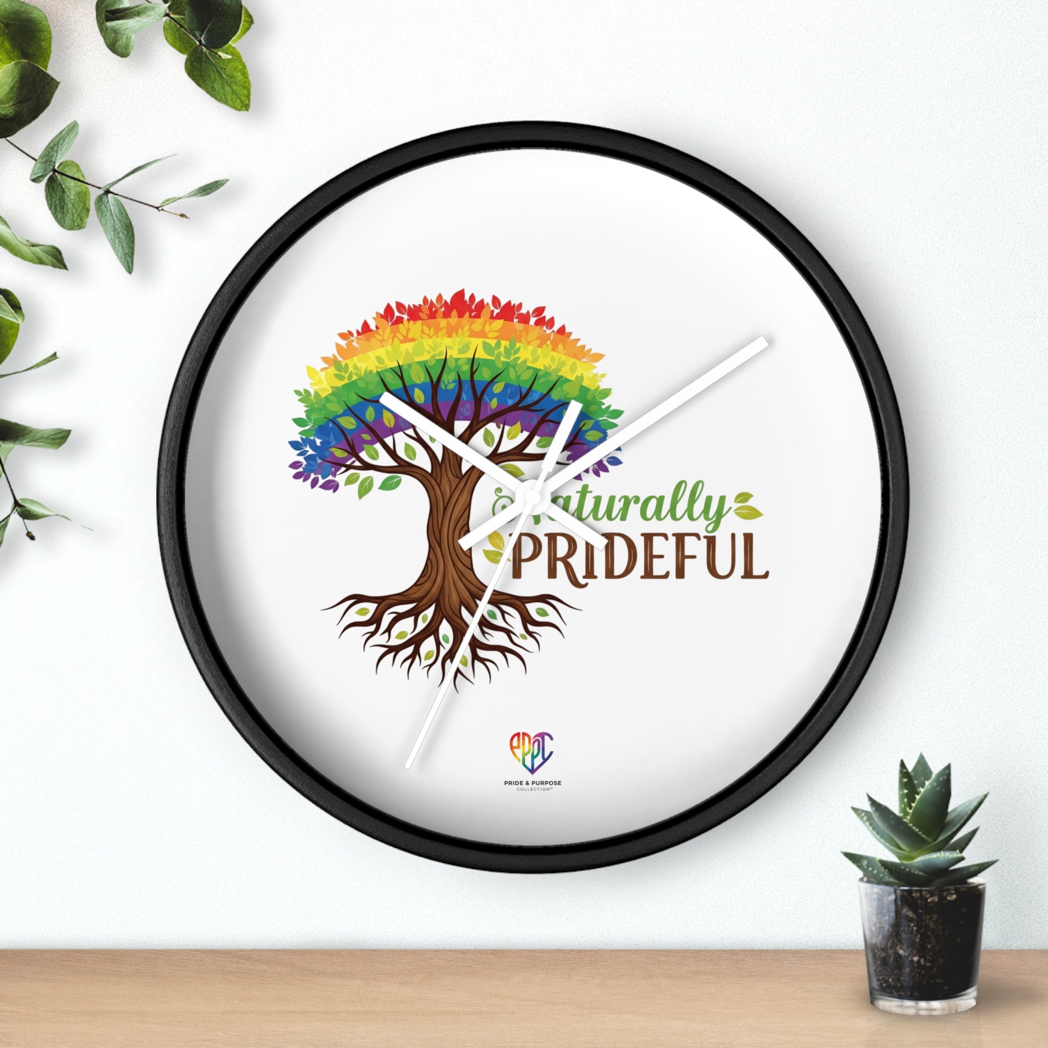 Naturally Prideful™ Rainbow Tree Inspirational Wall Clock