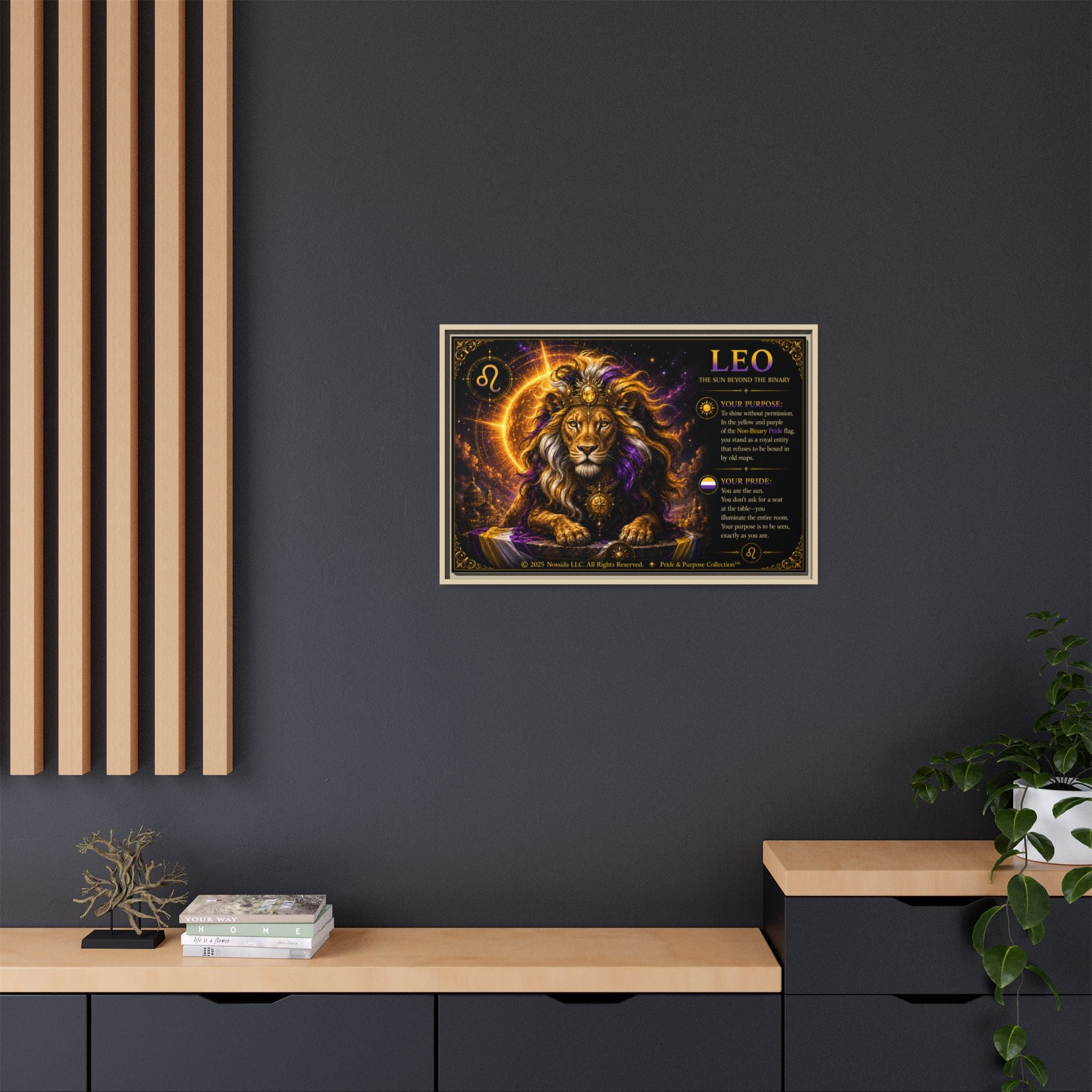 Pride of Birth™ LEO  The Sun Beyond the Binary  Framed Matte Canvas Wall Art