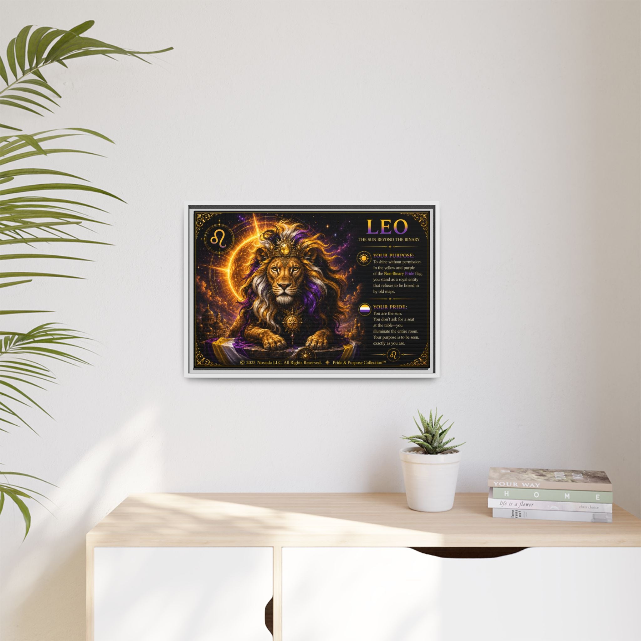 Pride of Birth™ LEO  The Sun Beyond the Binary  Framed Matte Canvas Wall Art