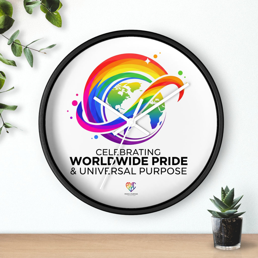 Worldwide Pride™ Rainbow Globe Inspirational Wall Clock | Pride Affirmation