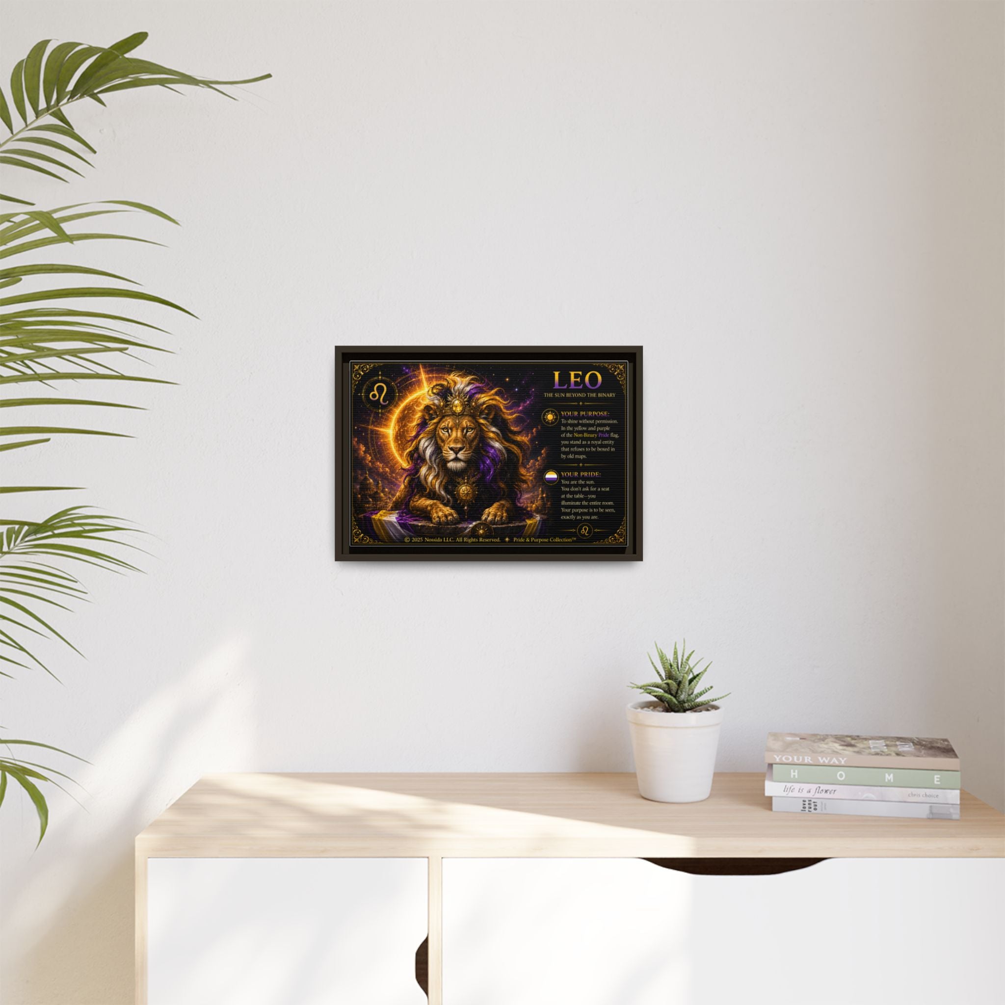 Pride of Birth™ LEO  The Sun Beyond the Binary  Framed Matte Canvas Wall Art