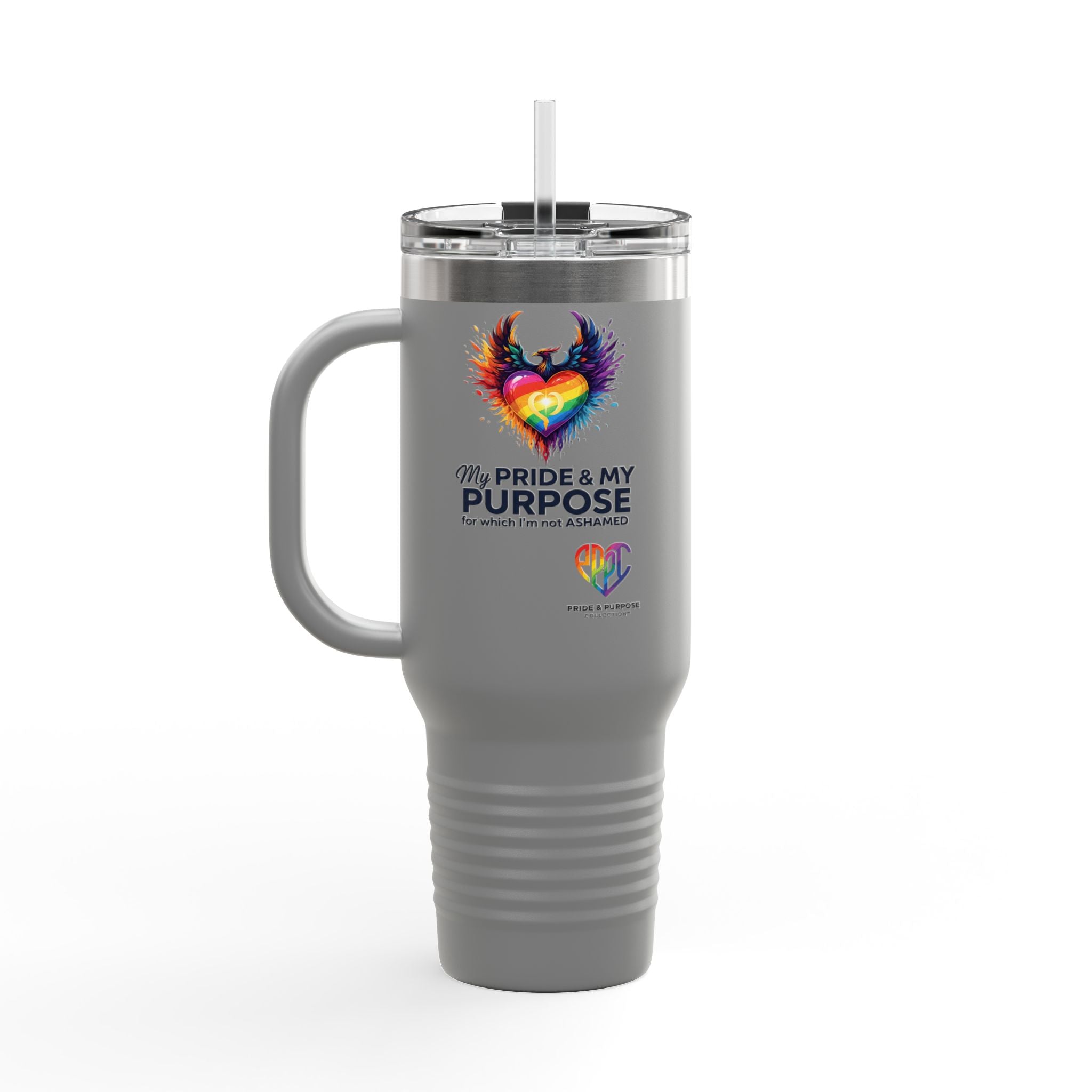 My Pride & My Purpose™ 40oz Insulated Travel Mug with Handle | LGBTQ+ Pride