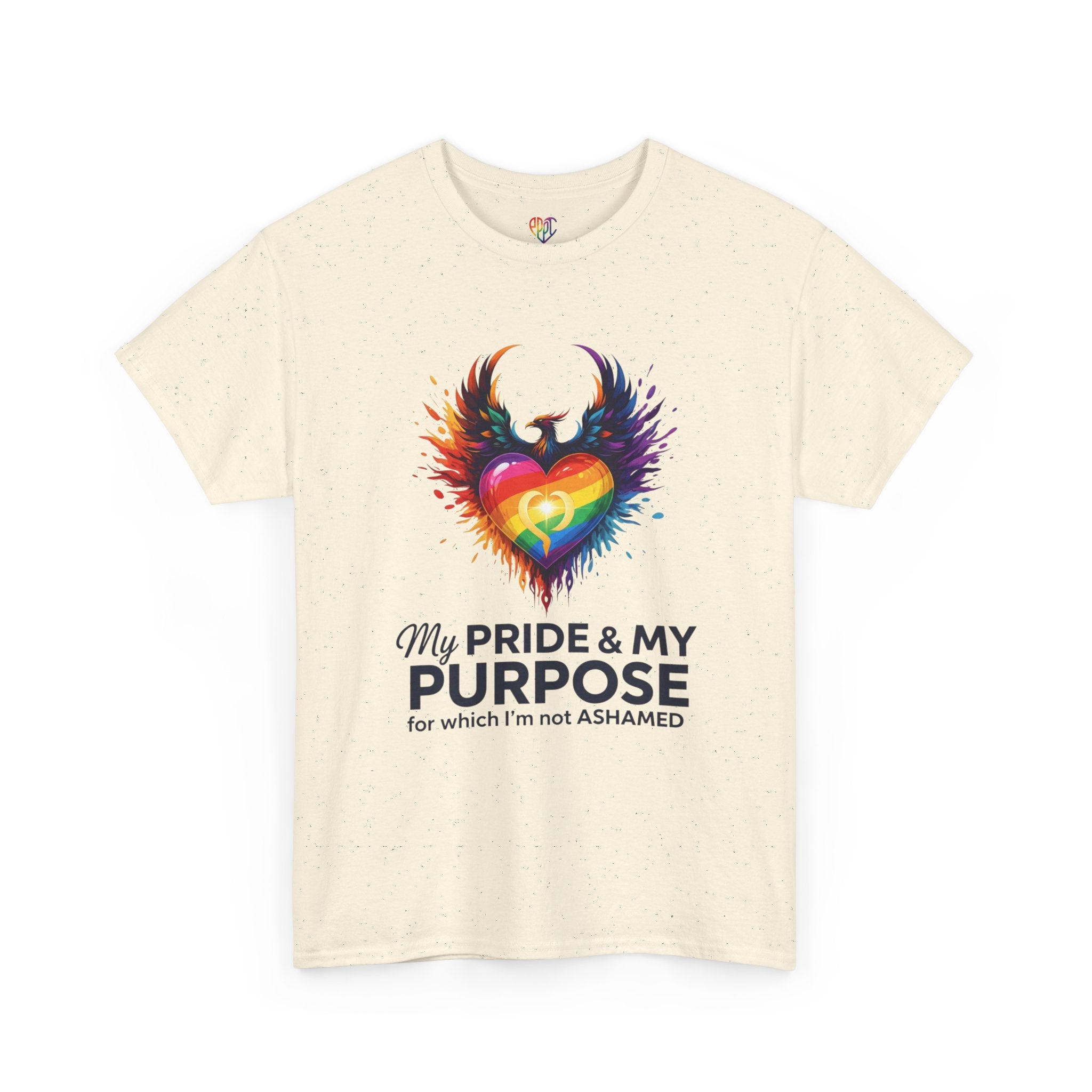 My Pride & My Purpose™ Phoenix Heart Heavy Cotton T-Shirt | LGBTQ+ Pride