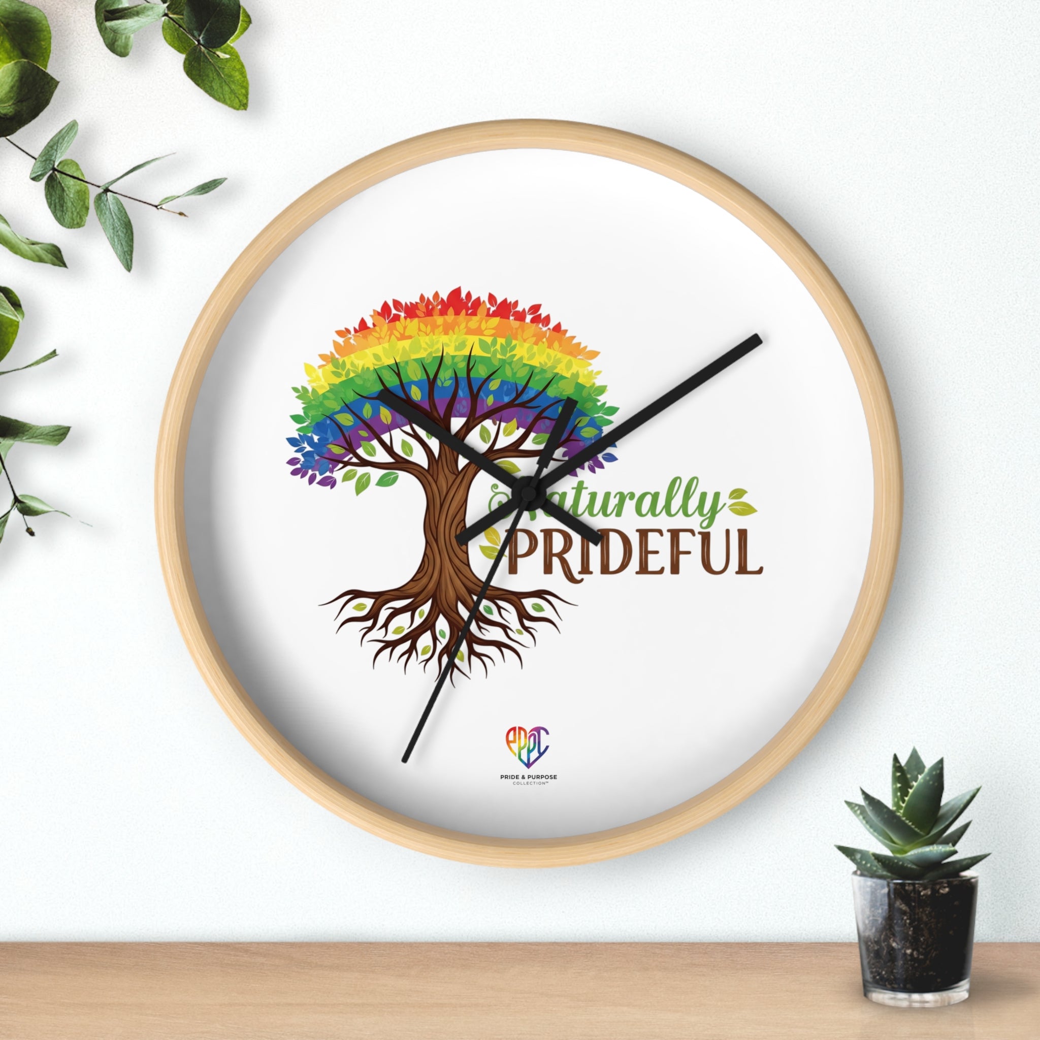 Naturally Prideful™ Rainbow Tree Inspirational Wall Clock