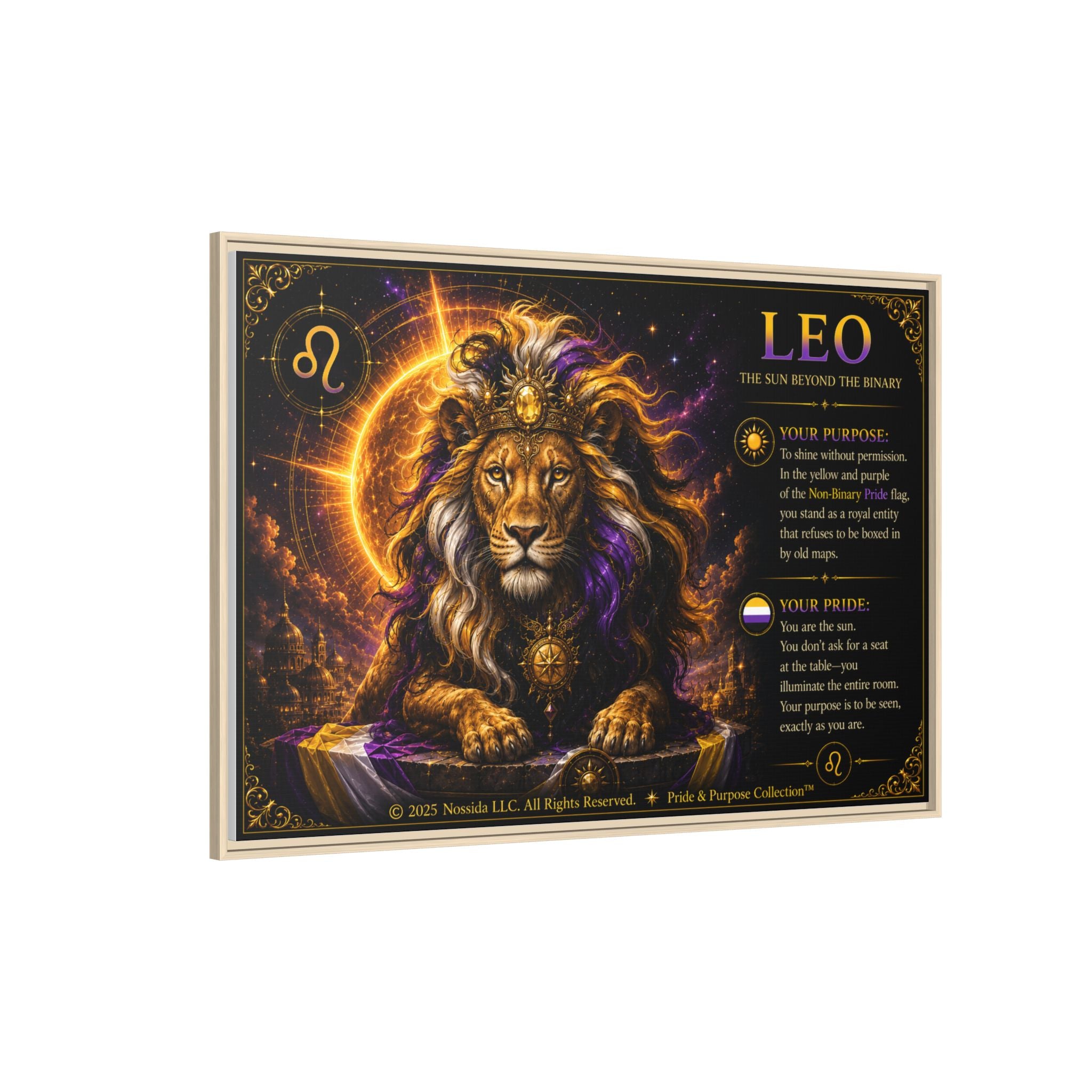 Pride of Birth™ LEO  The Sun Beyond the Binary  Framed Matte Canvas Wall Art
