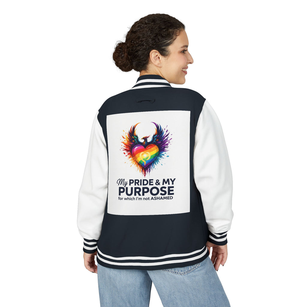 My Pride & My Purpose™ Premium Varsity Jacket | LGBTQ+ Pride Apparel