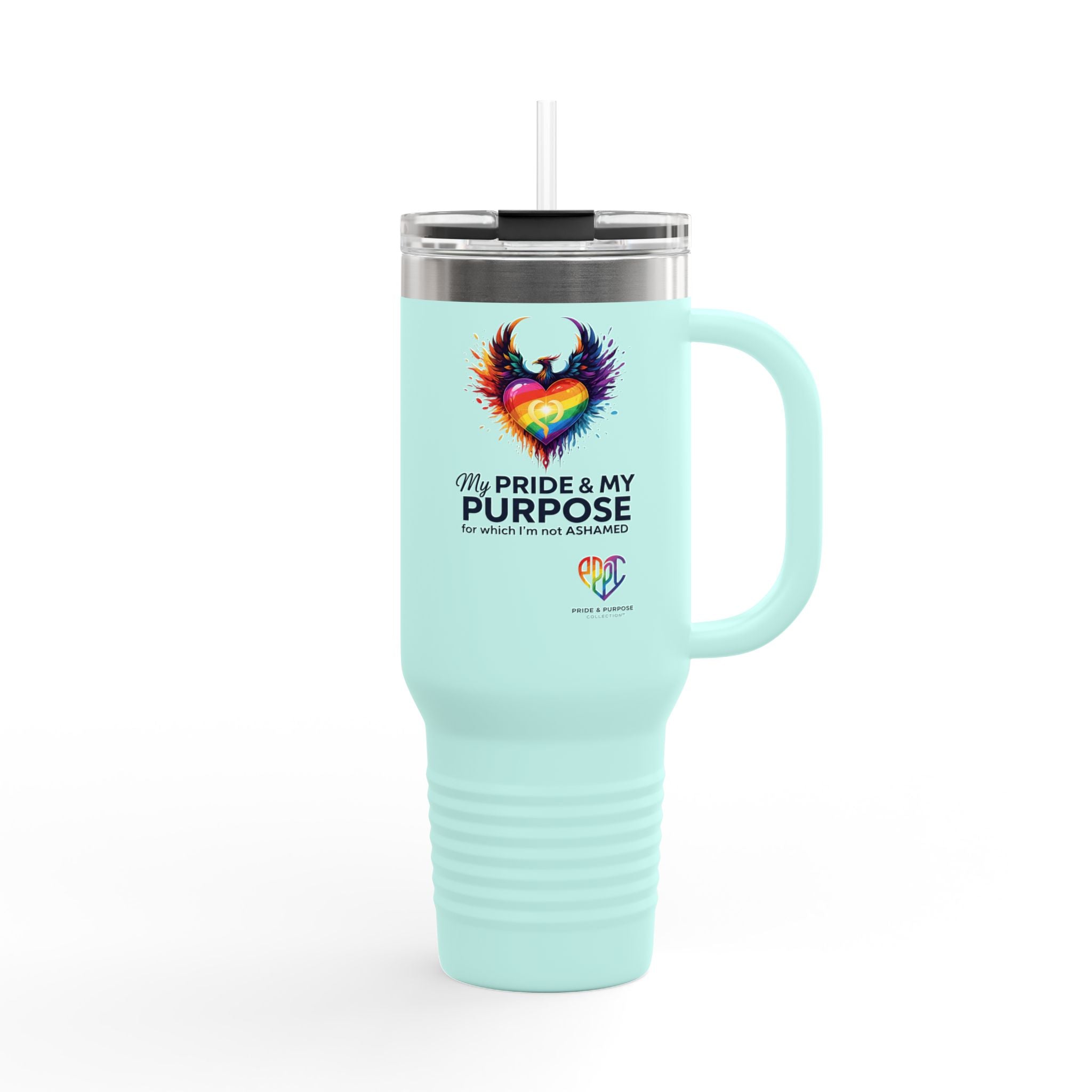 My Pride & My Purpose™ 40oz Insulated Travel Mug with Handle | LGBTQ+ Pride