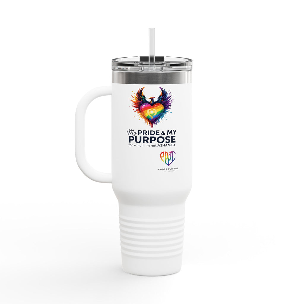My Pride & My Purpose™ 40oz Insulated Travel Mug with Handle | LGBTQ+ Pride