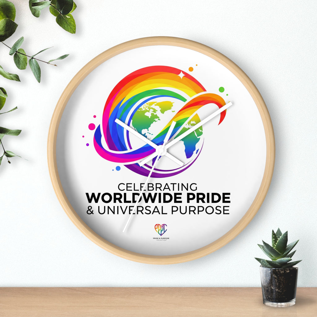 Worldwide Pride™ Rainbow Globe Inspirational Wall Clock | Pride Affirmation